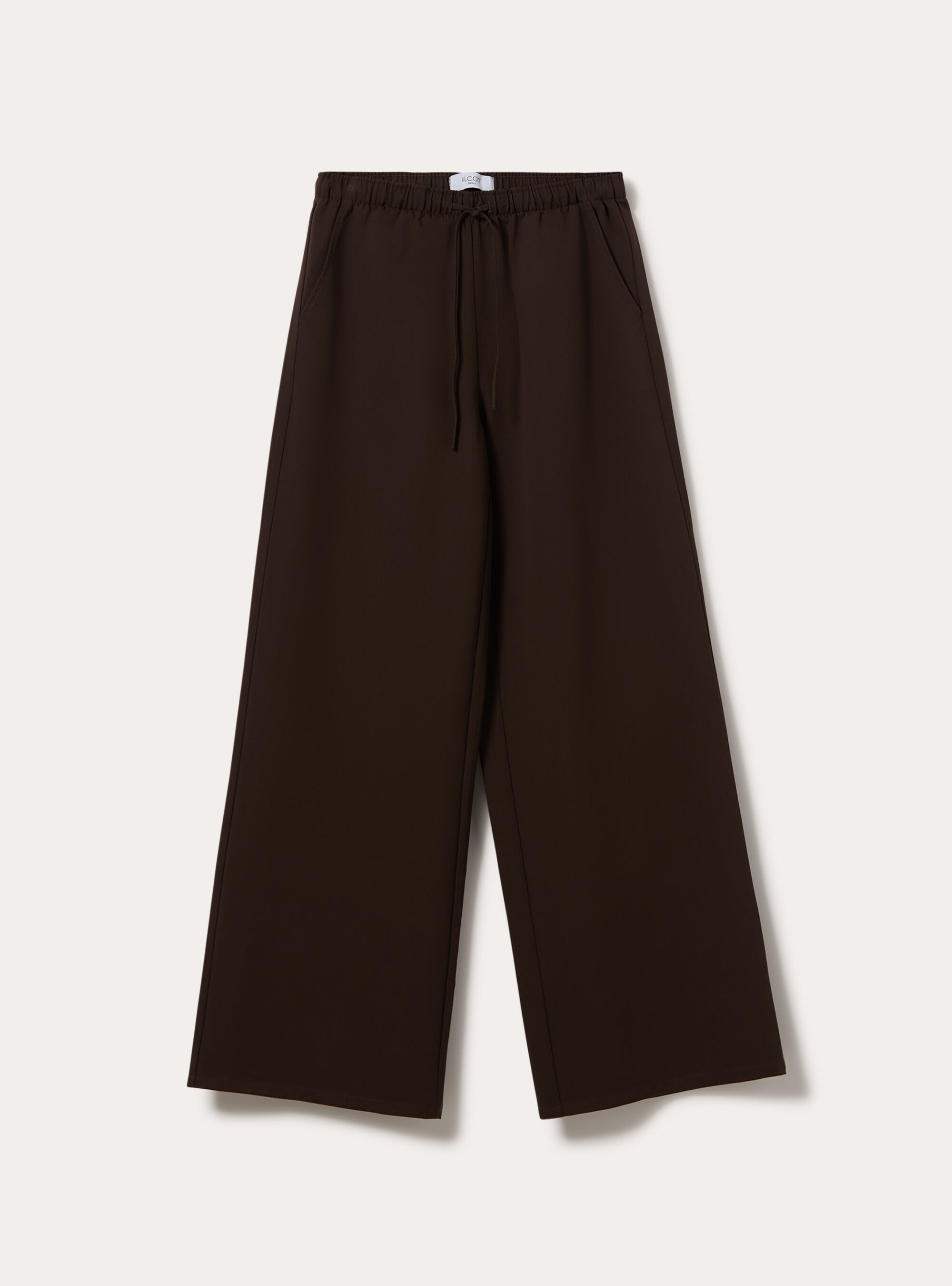 Pantaloni con elastico in vita straight, BR1 BROWN DARK
