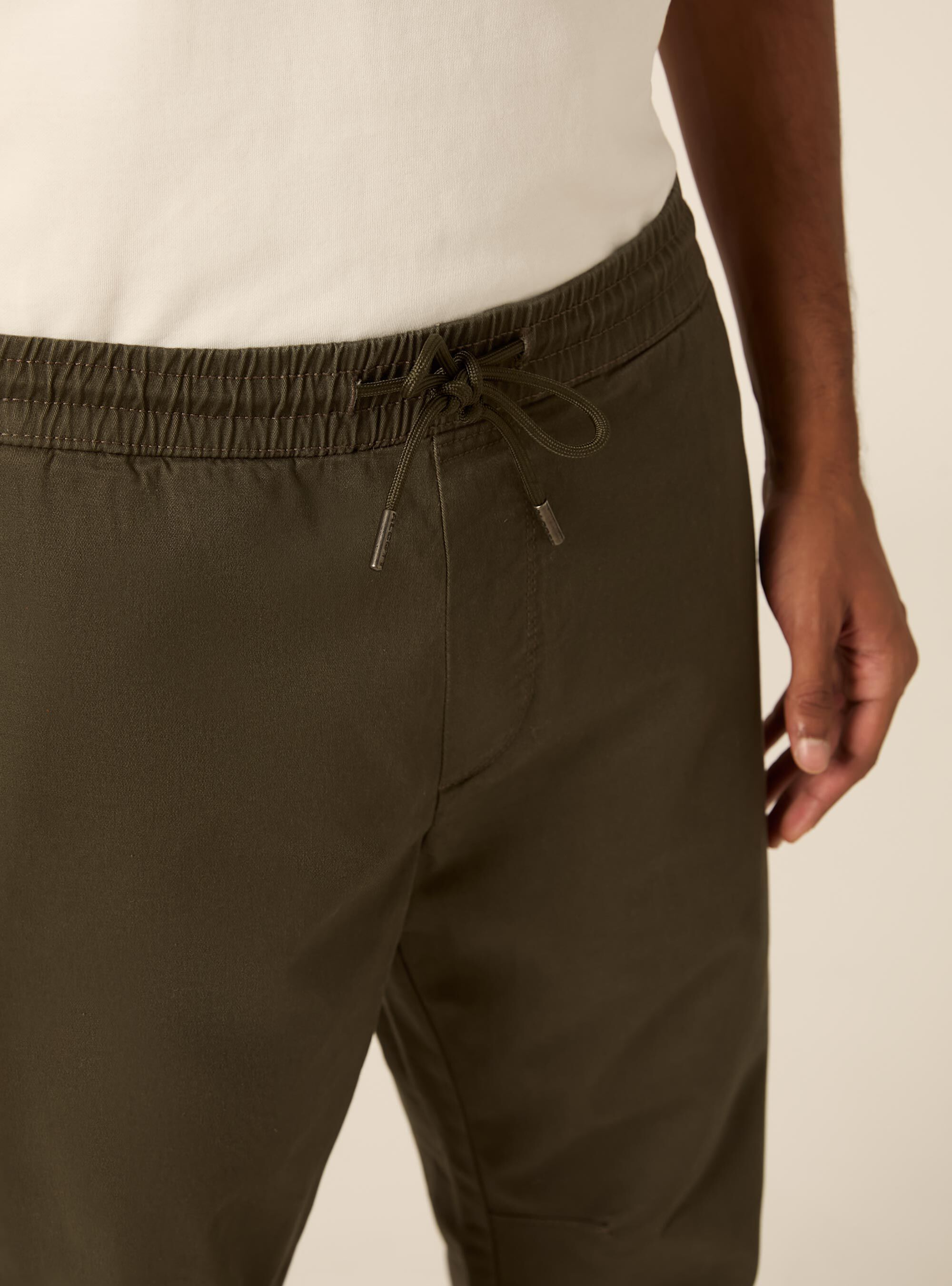Pantaloni twill stretch elastico e stringa in vita, KY2 KAKY MEDIUM