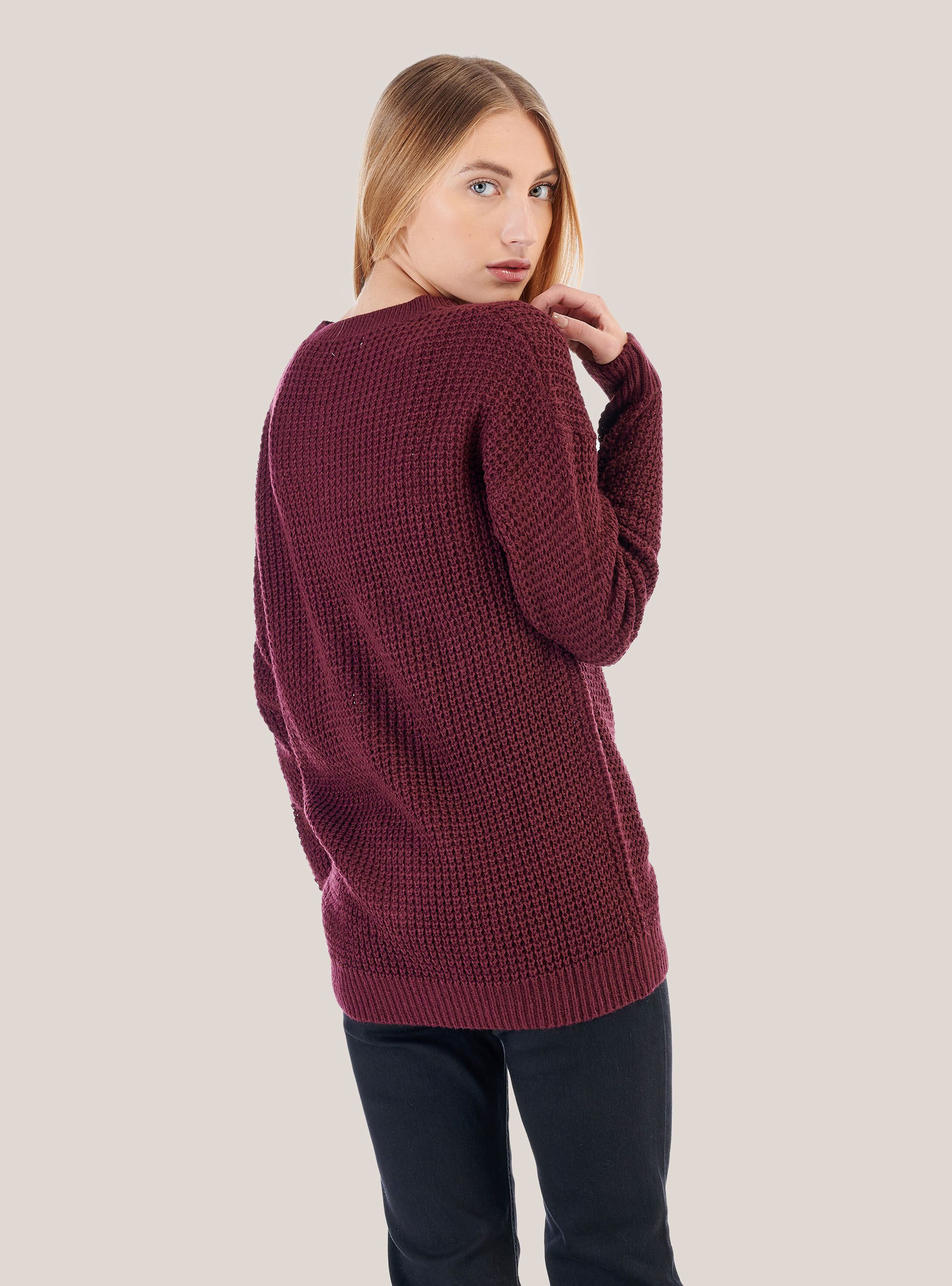 Oversized pullover, C0323 BORDEAUX