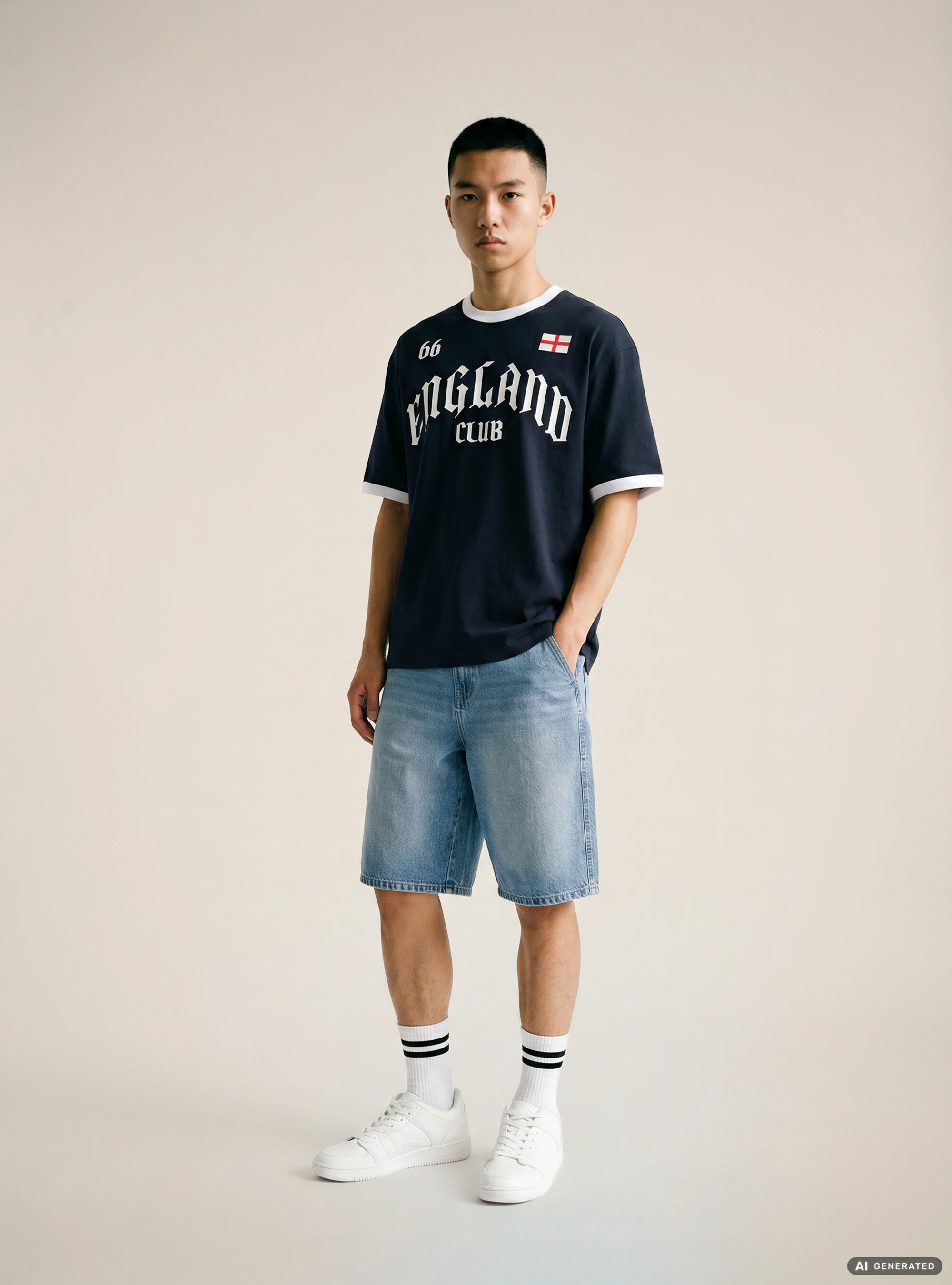Camiseta Ringer Regular Fit con Gr&aacute;fico Deportivo de Naciones
