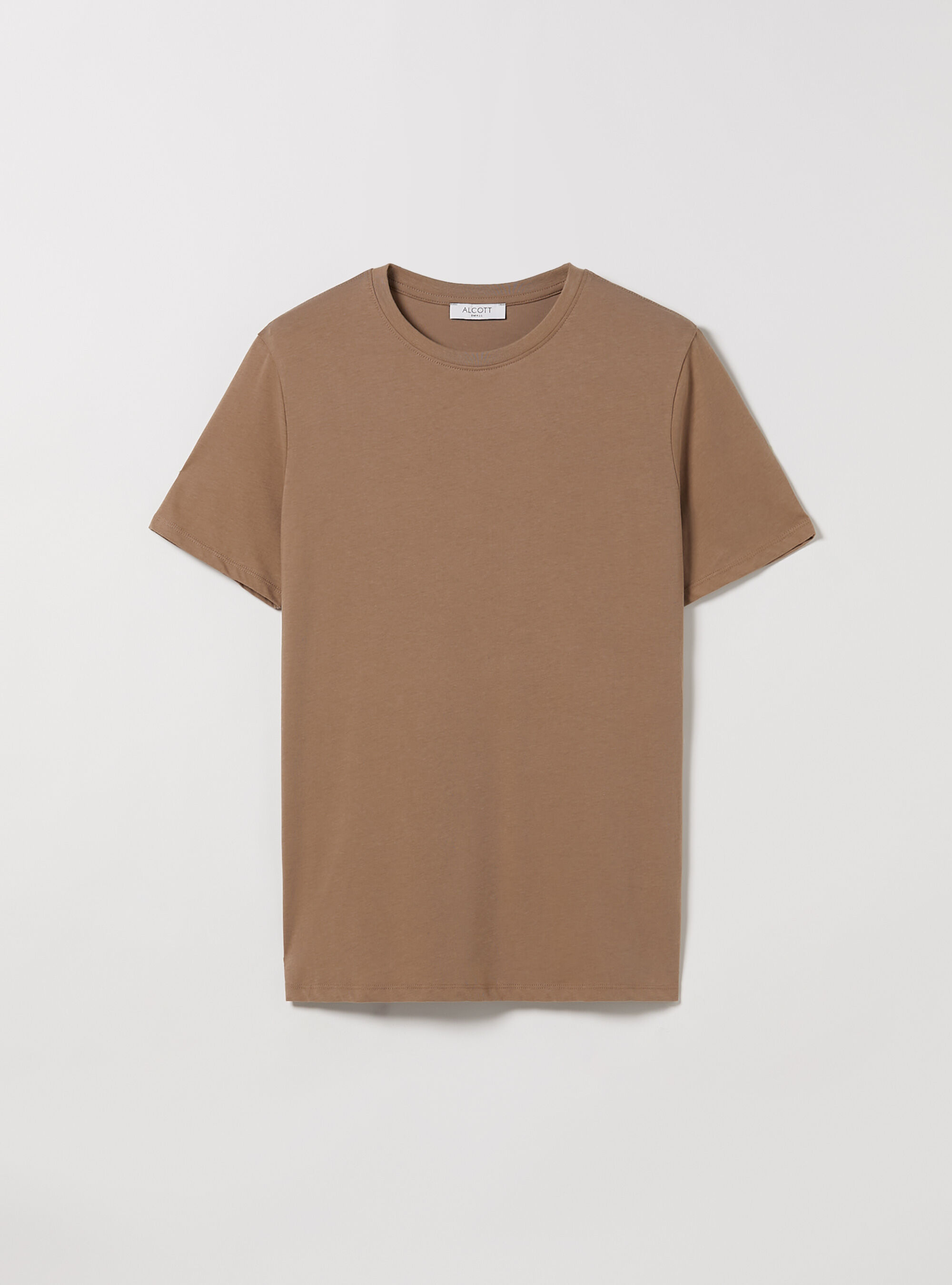 Camiseta de algod&oacute;n con cuello redondo, BR3 BROWN LIGHT