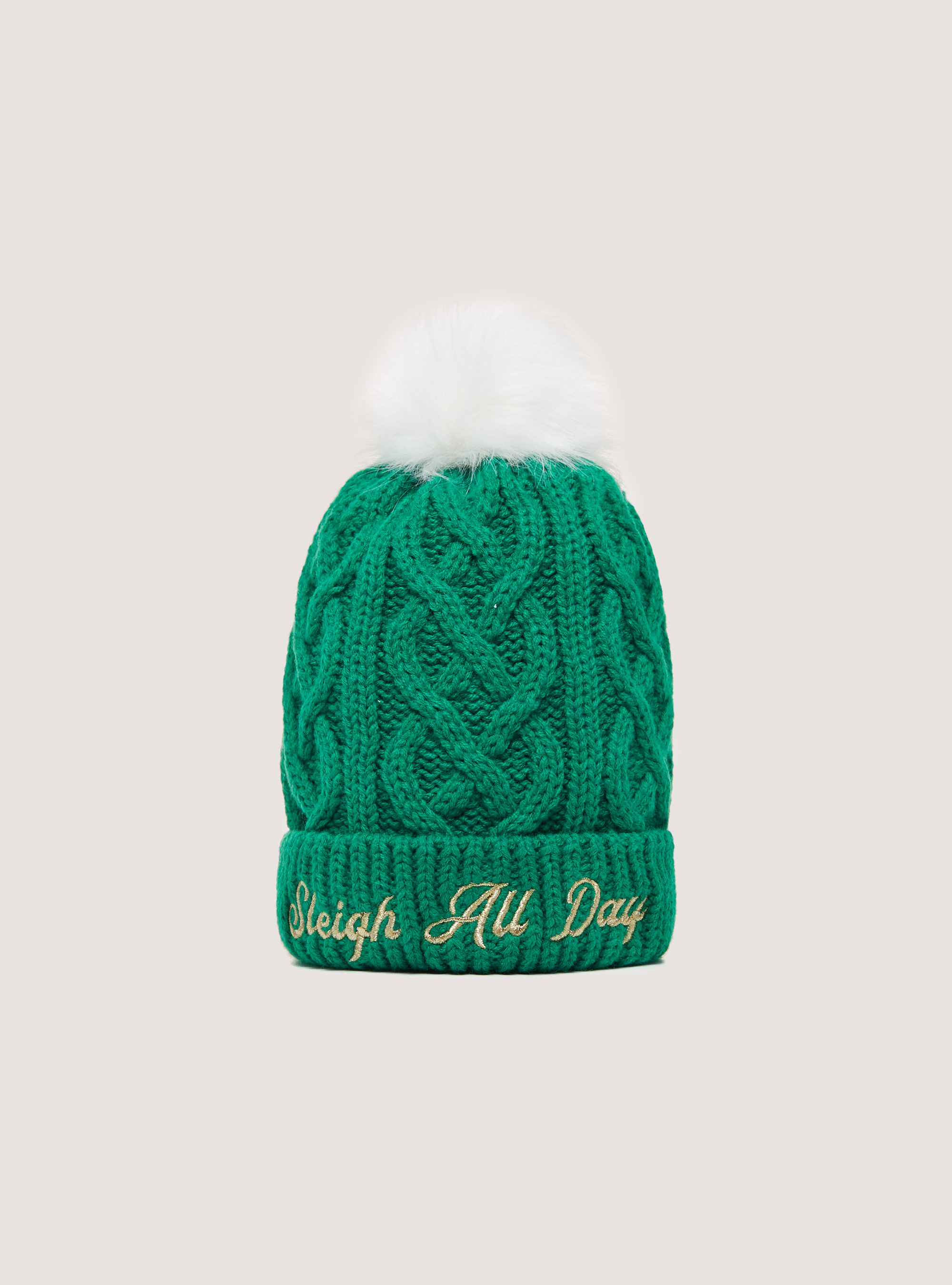 Cappello Christmas Collection con pon pon, GN1 GREEN DARK