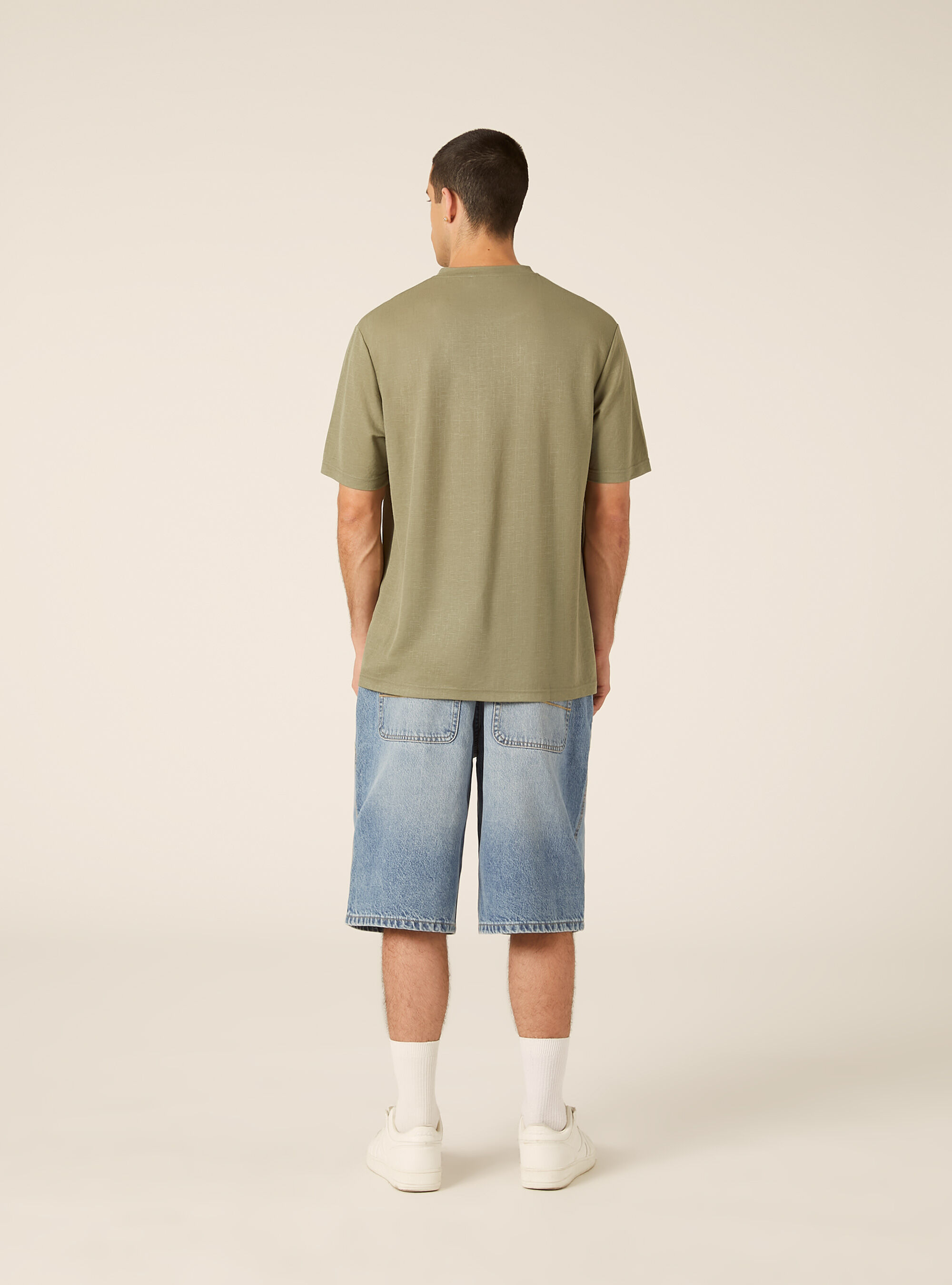 Boxy Fit Textured T-Shirt, KY2 KAKY MEDIUM