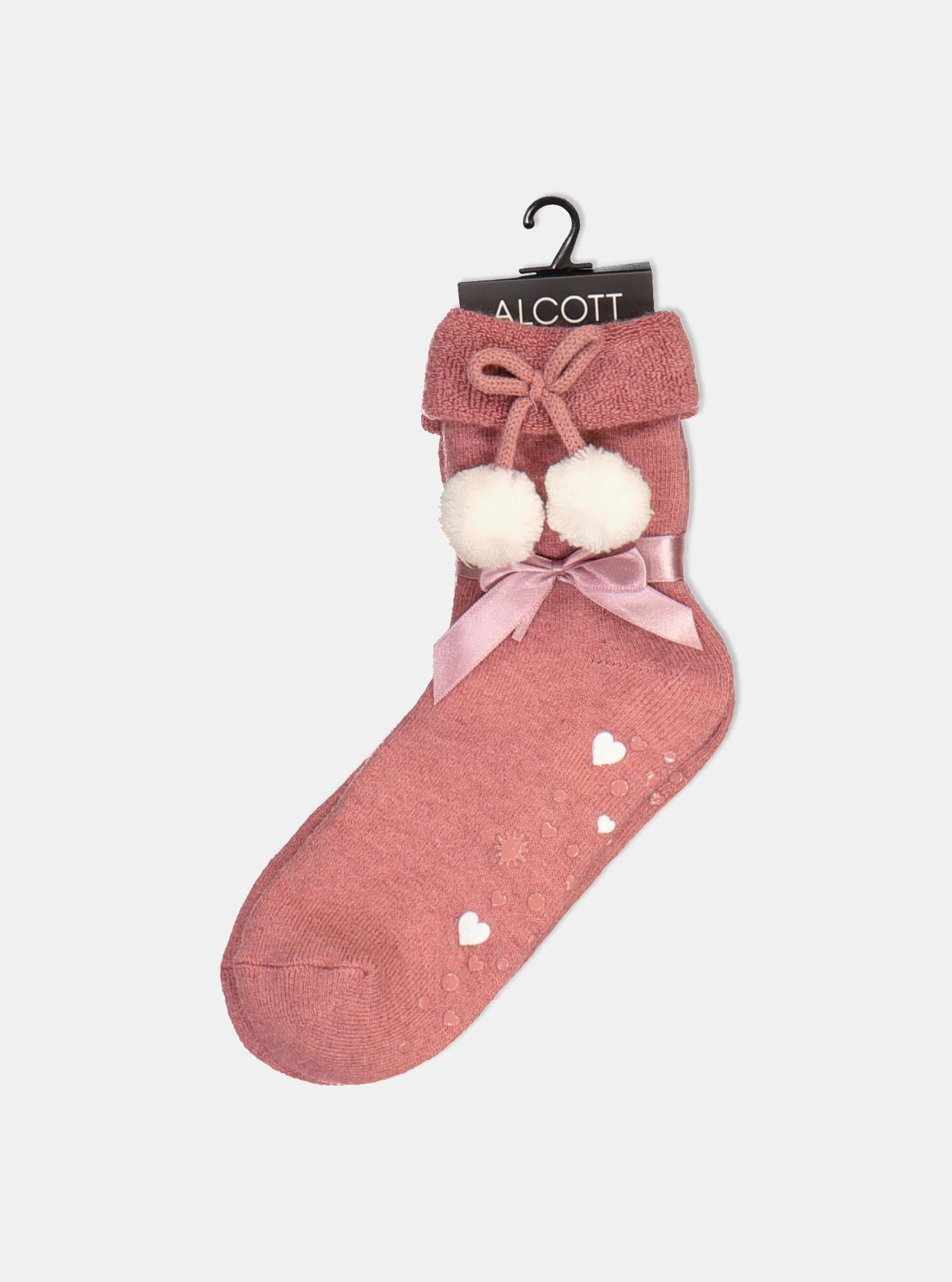 Calzini antiscivolo con pom pom, C051 PINK