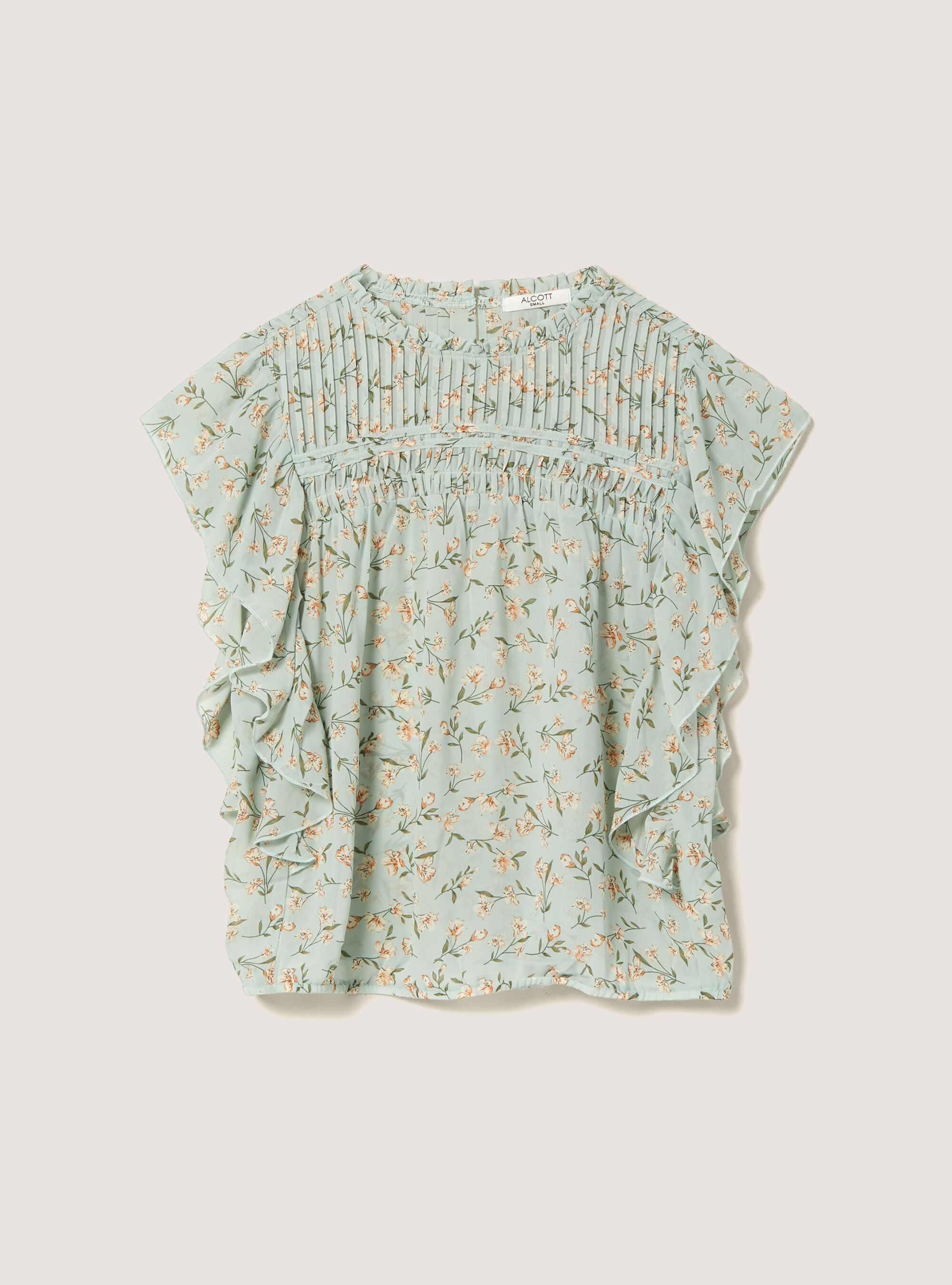Flower print blouse, C6704 GREEN