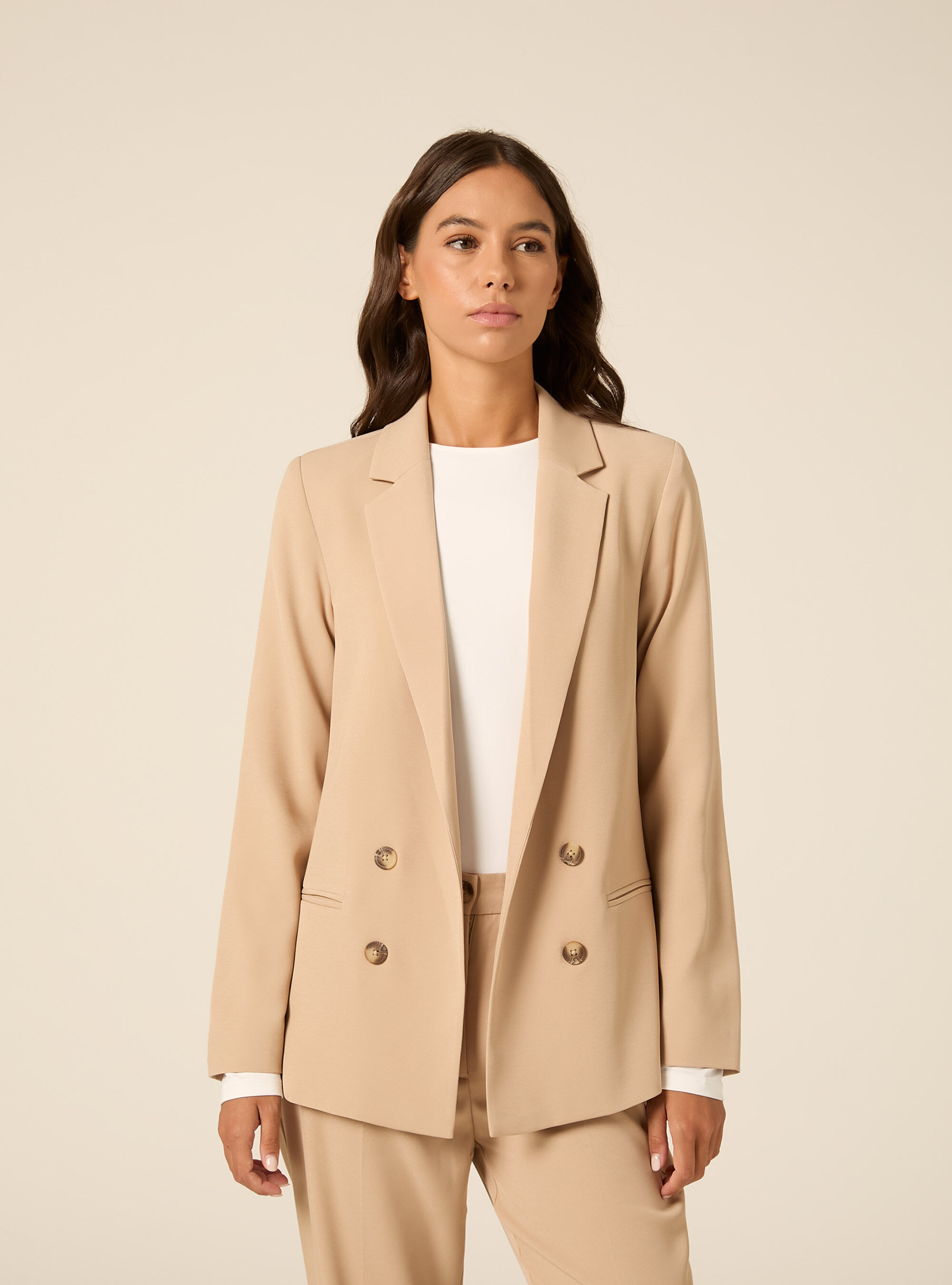 Giacca basic aperto doppiopetto, BG2 BEIGE MEDIUM