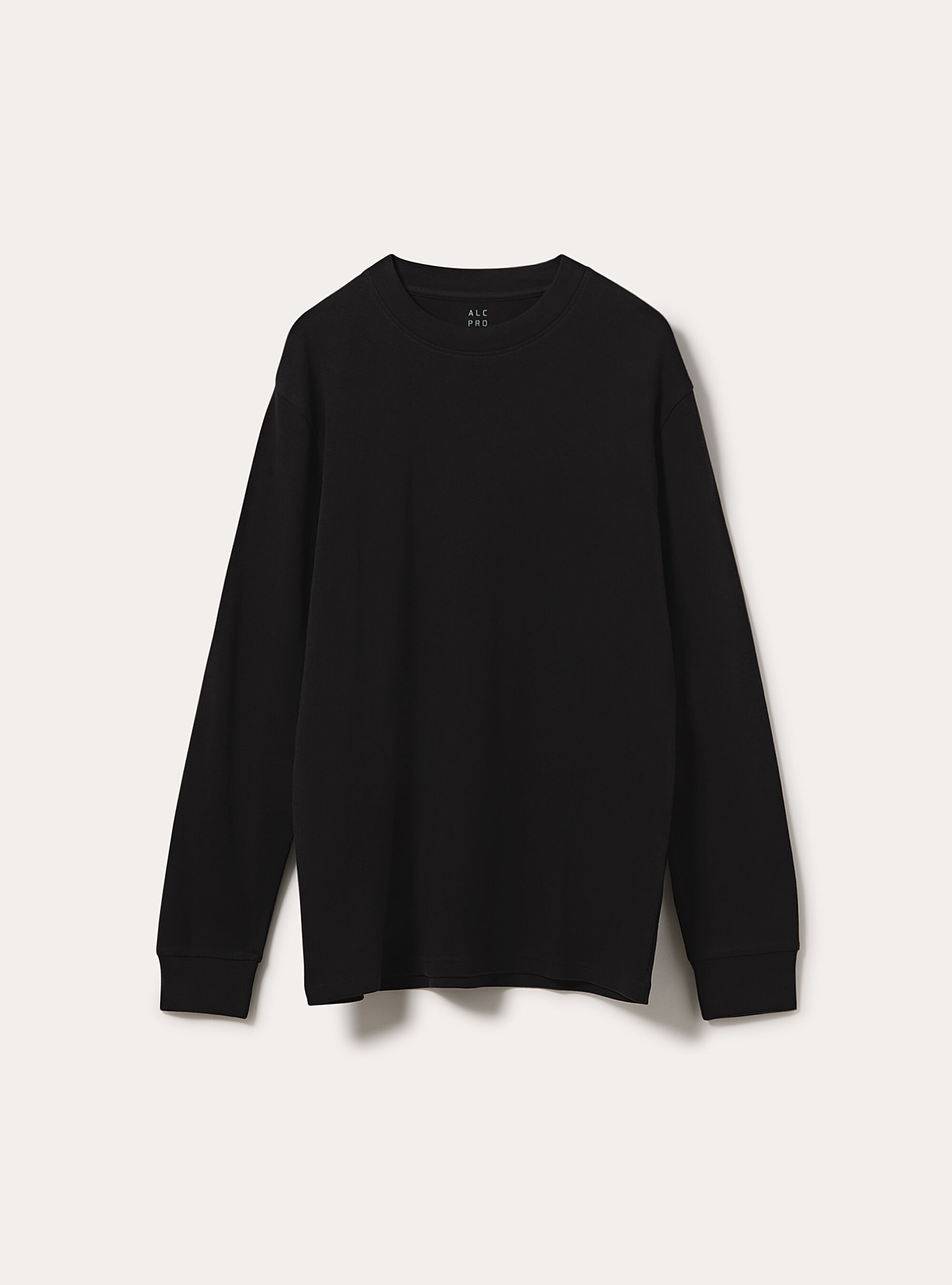 Maglia girocollo maniche lunghe interlock, NERO