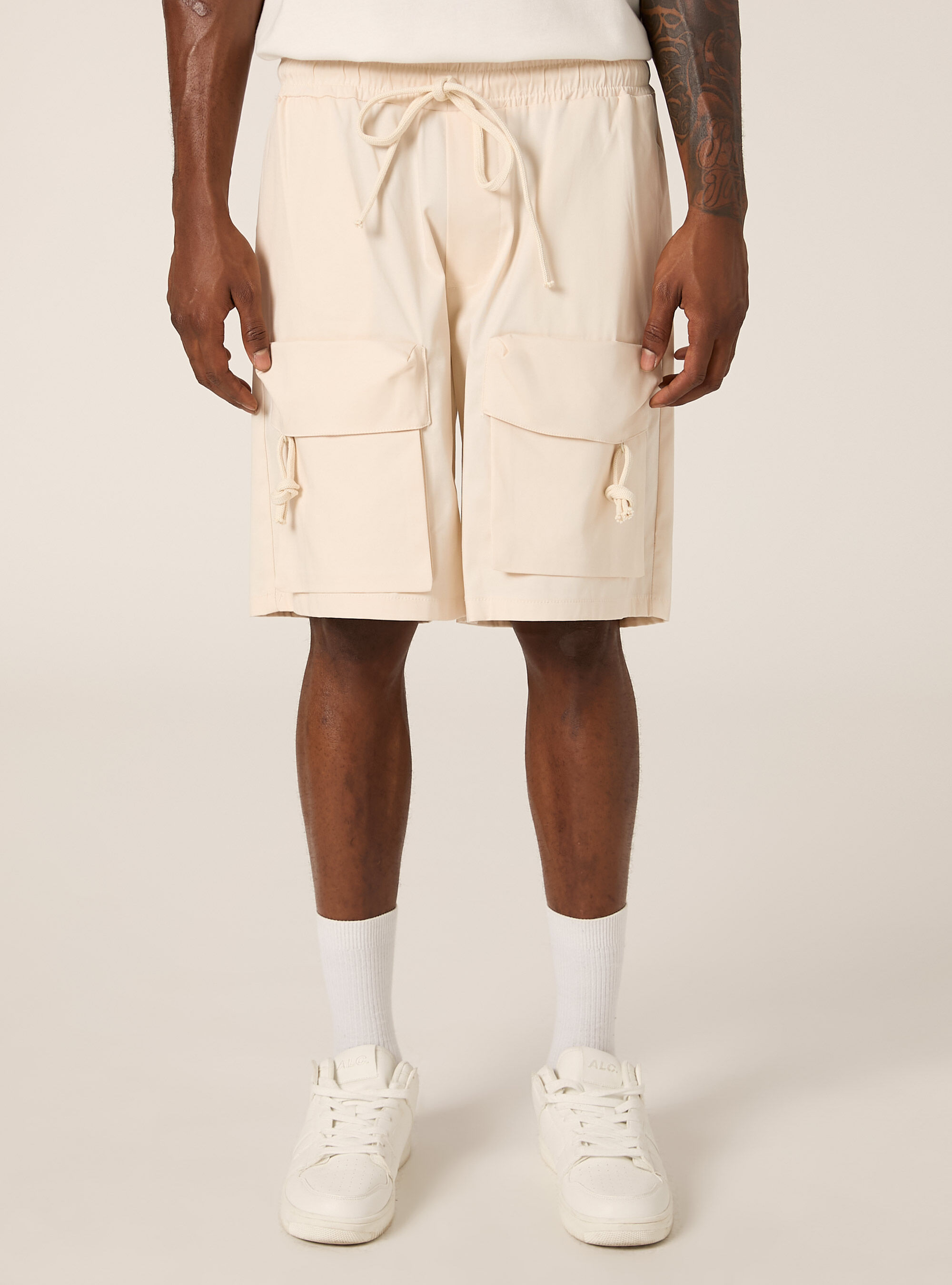 Cotton cargo bermuda shorts, CR3 CREAM LIGHT