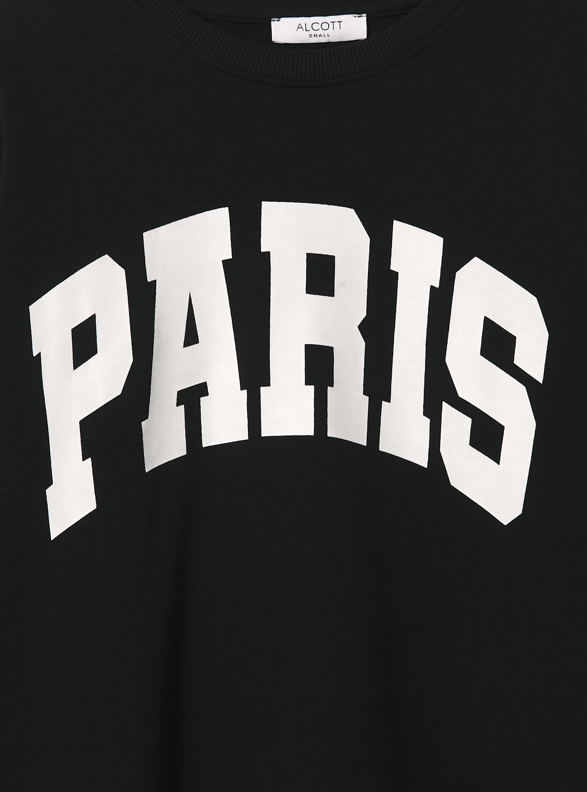 Sudadera universitaria oversize de cuello redondo, BK1 BLACK