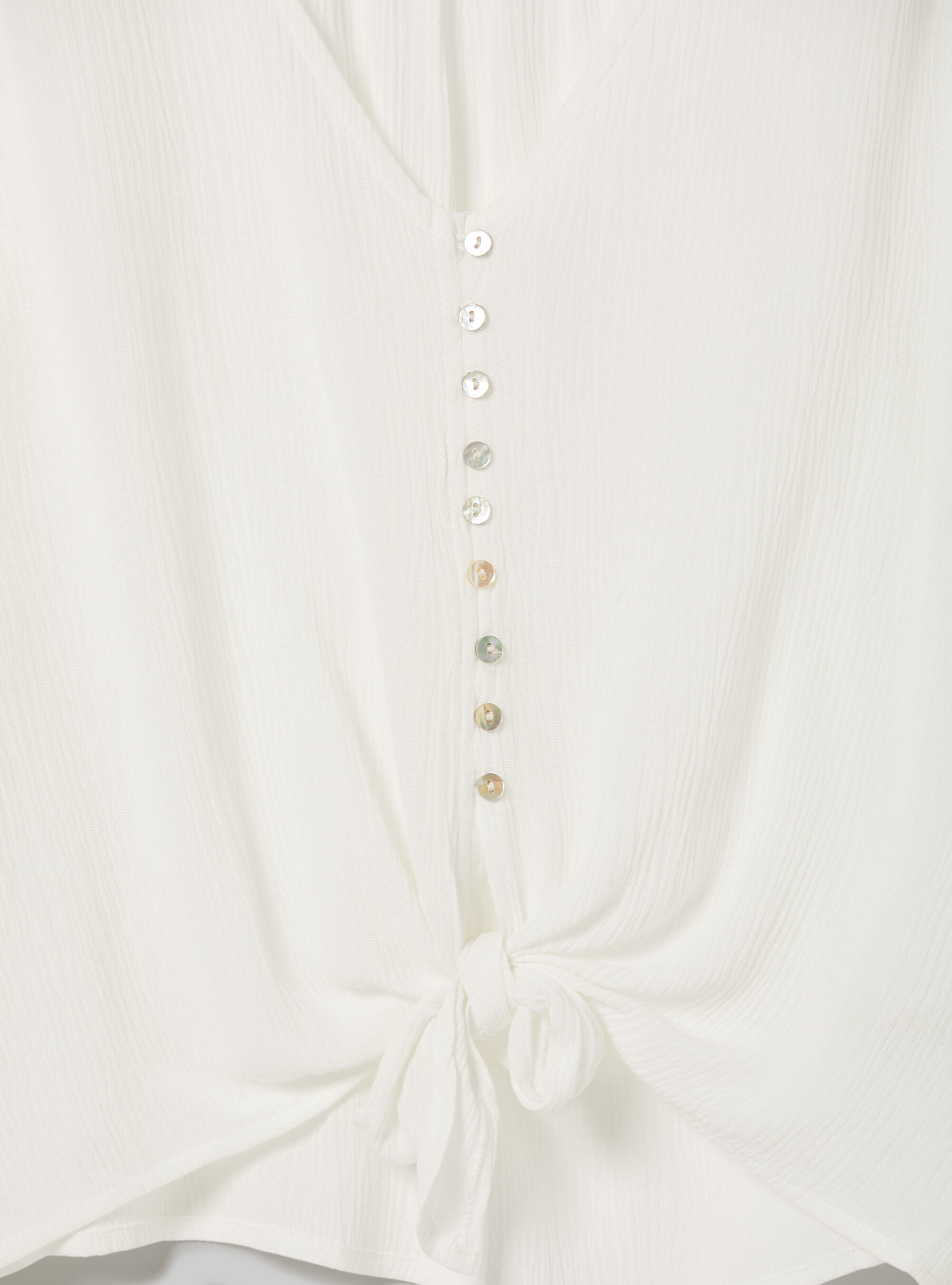 Solid colour v-neck shirt with waist knot, WH2 WHITE