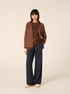 Linen-blend shirt with a V-neck, BR2 BROWN MEDIUM