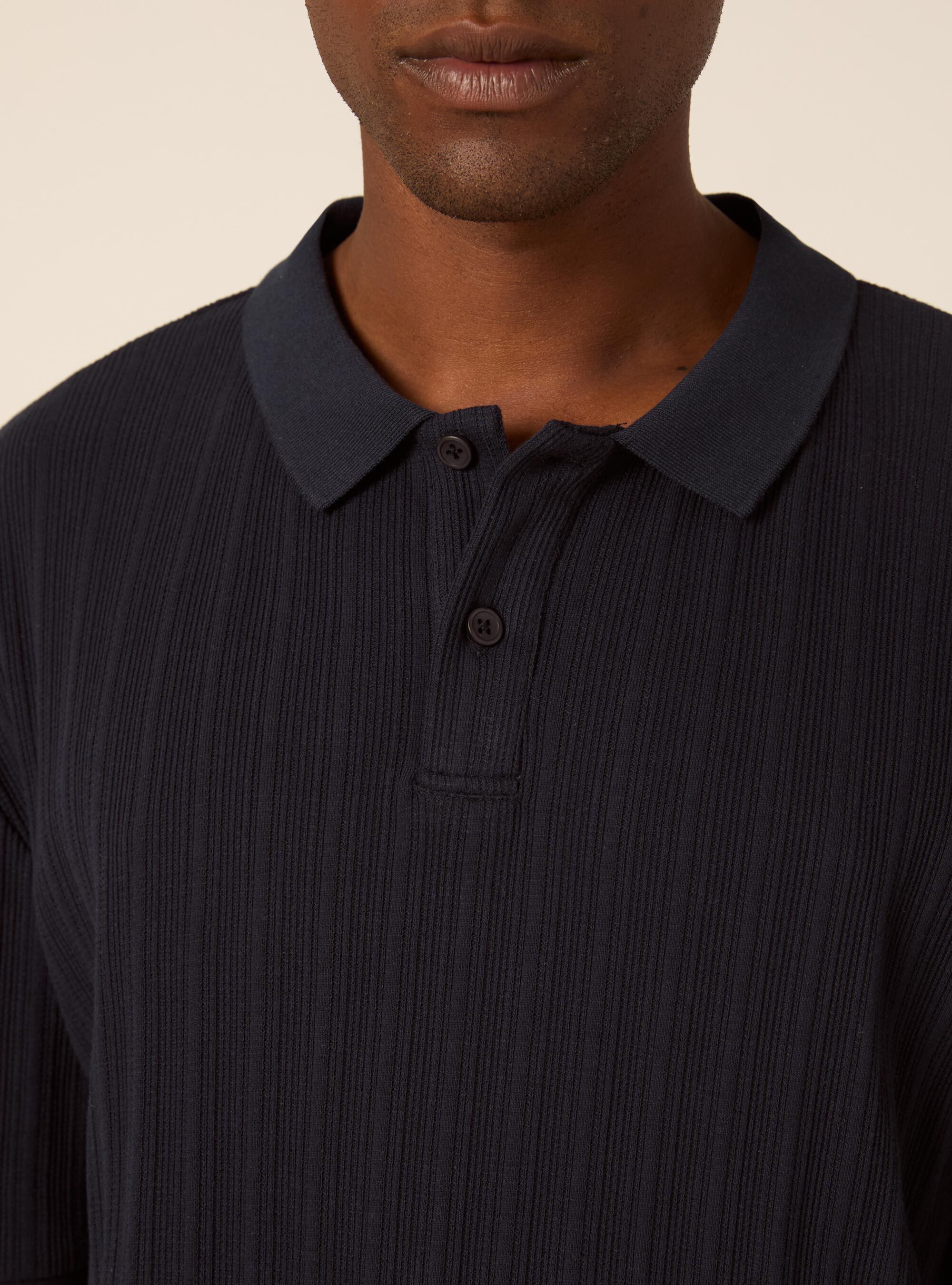 Polo en Jersey Structur&eacute; Coupe Regular Fit, NA1 NAVY DARK