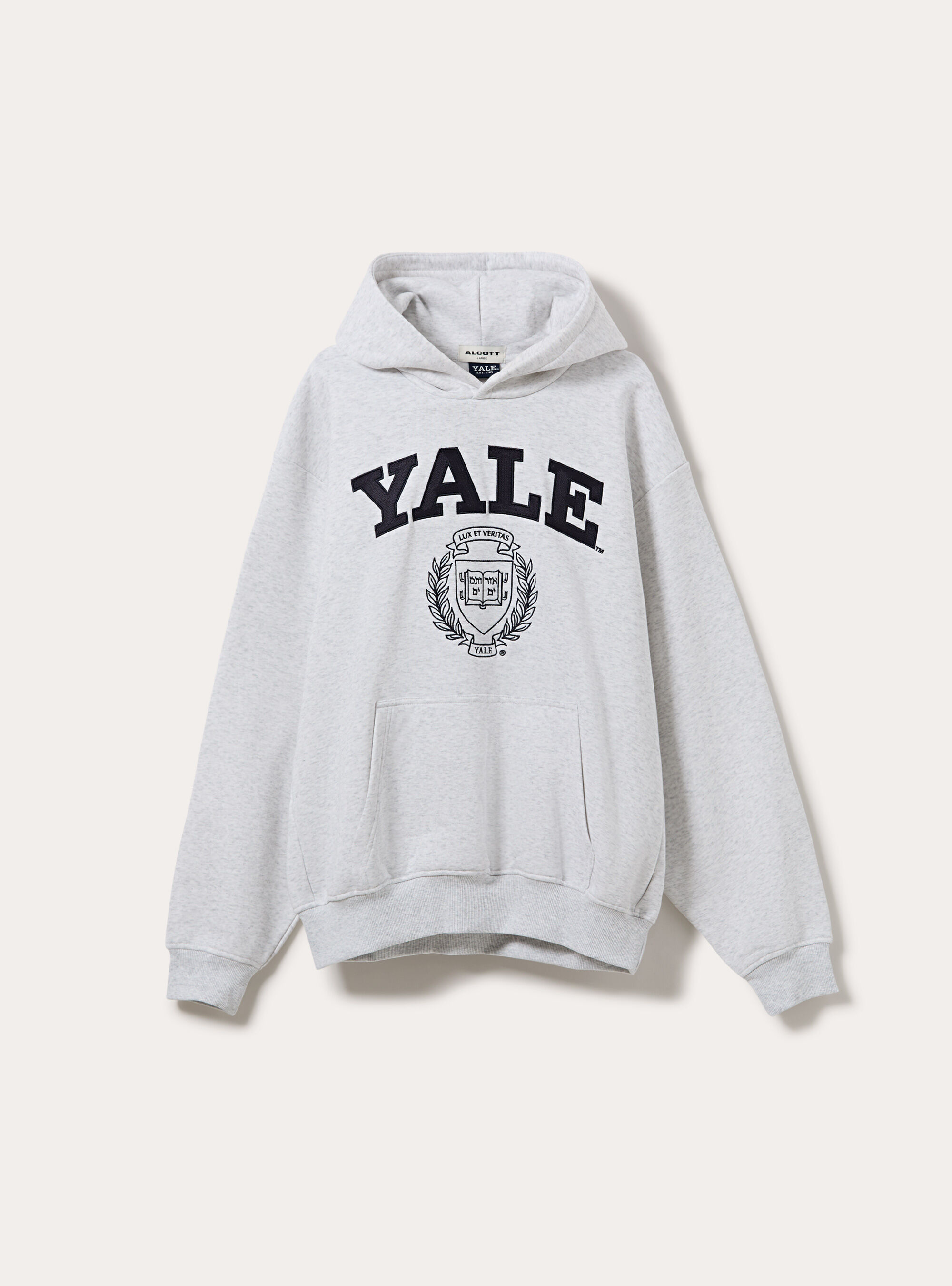 Felpa con cappuccio boxy licenza yale, MGY3 GREY MEL LIGHT