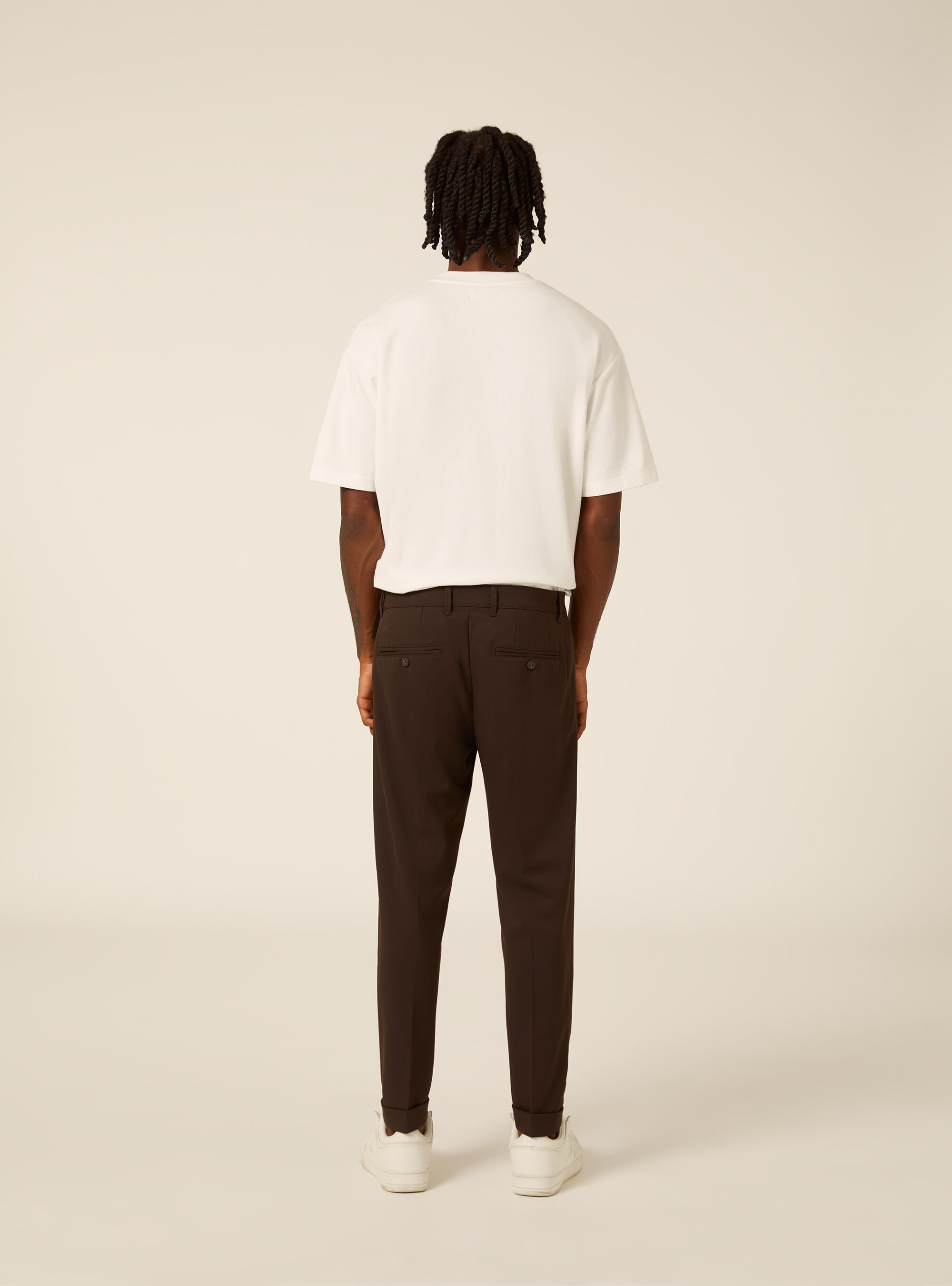 Tailored trousers with pleats and charm detail, BR1 BROWN DARK