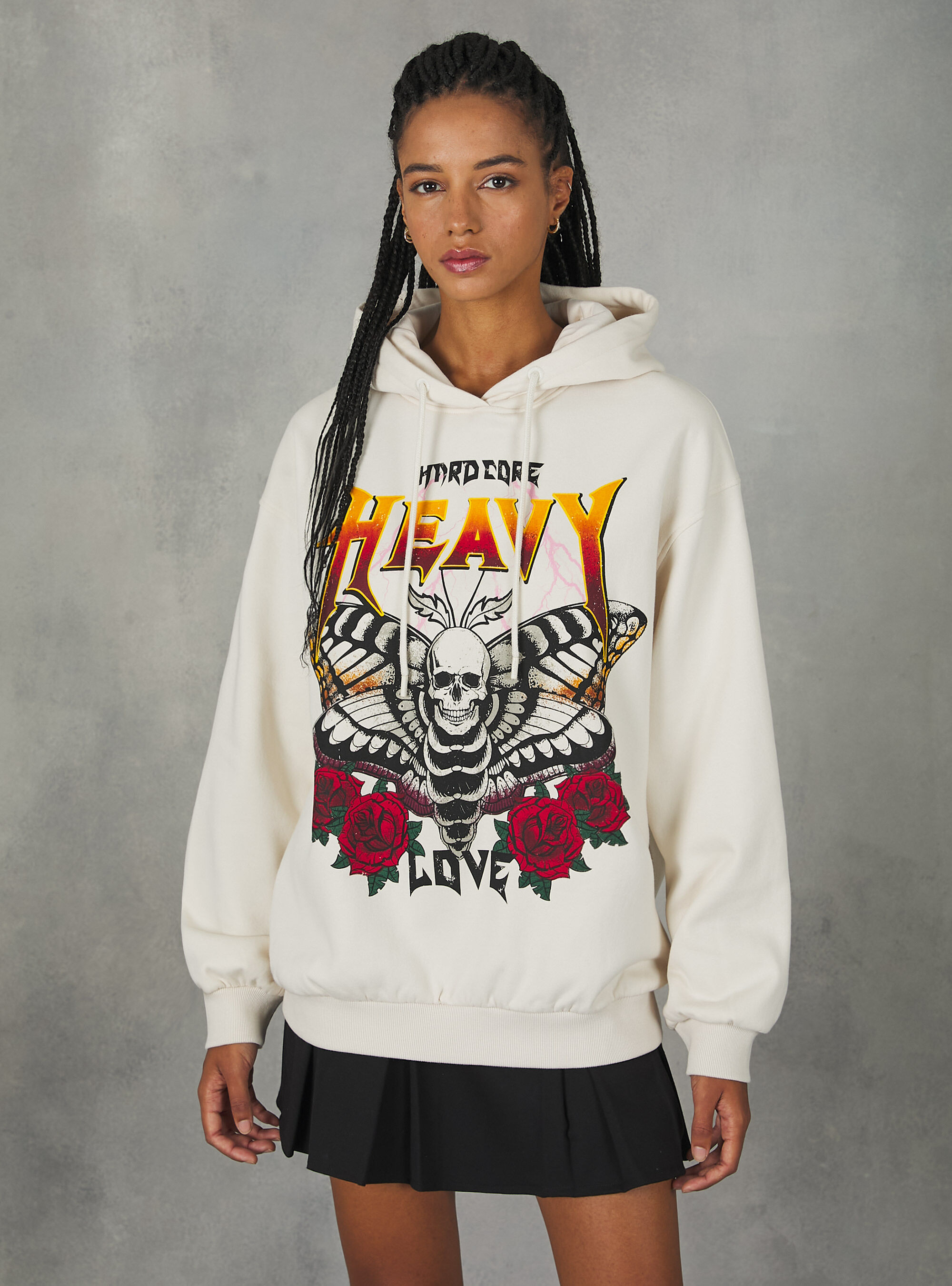 Felpa oversize con stampa Rock