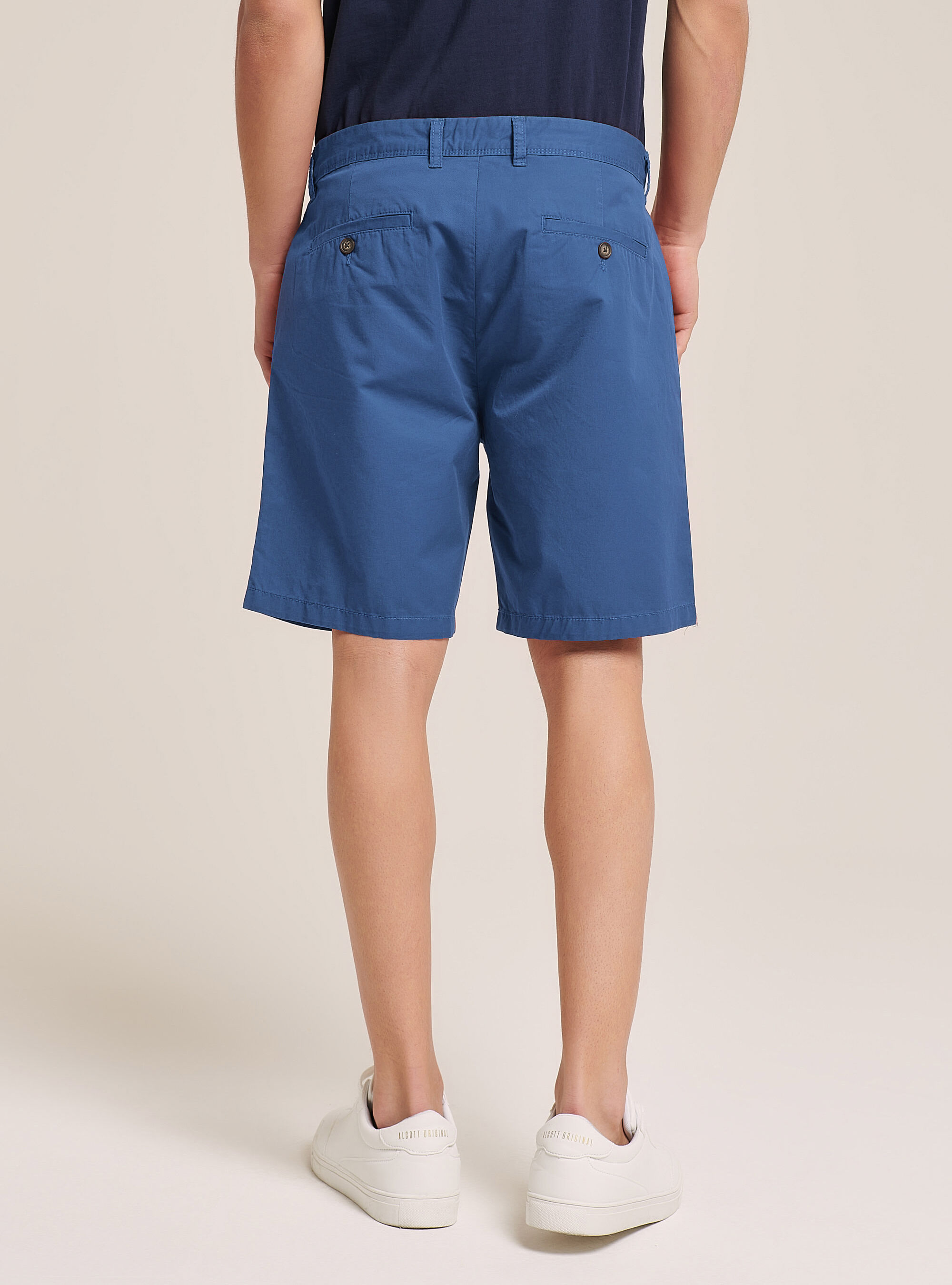 Plain Fit Twill Bermuda Shorts, BL2 BLUE MEDIUM