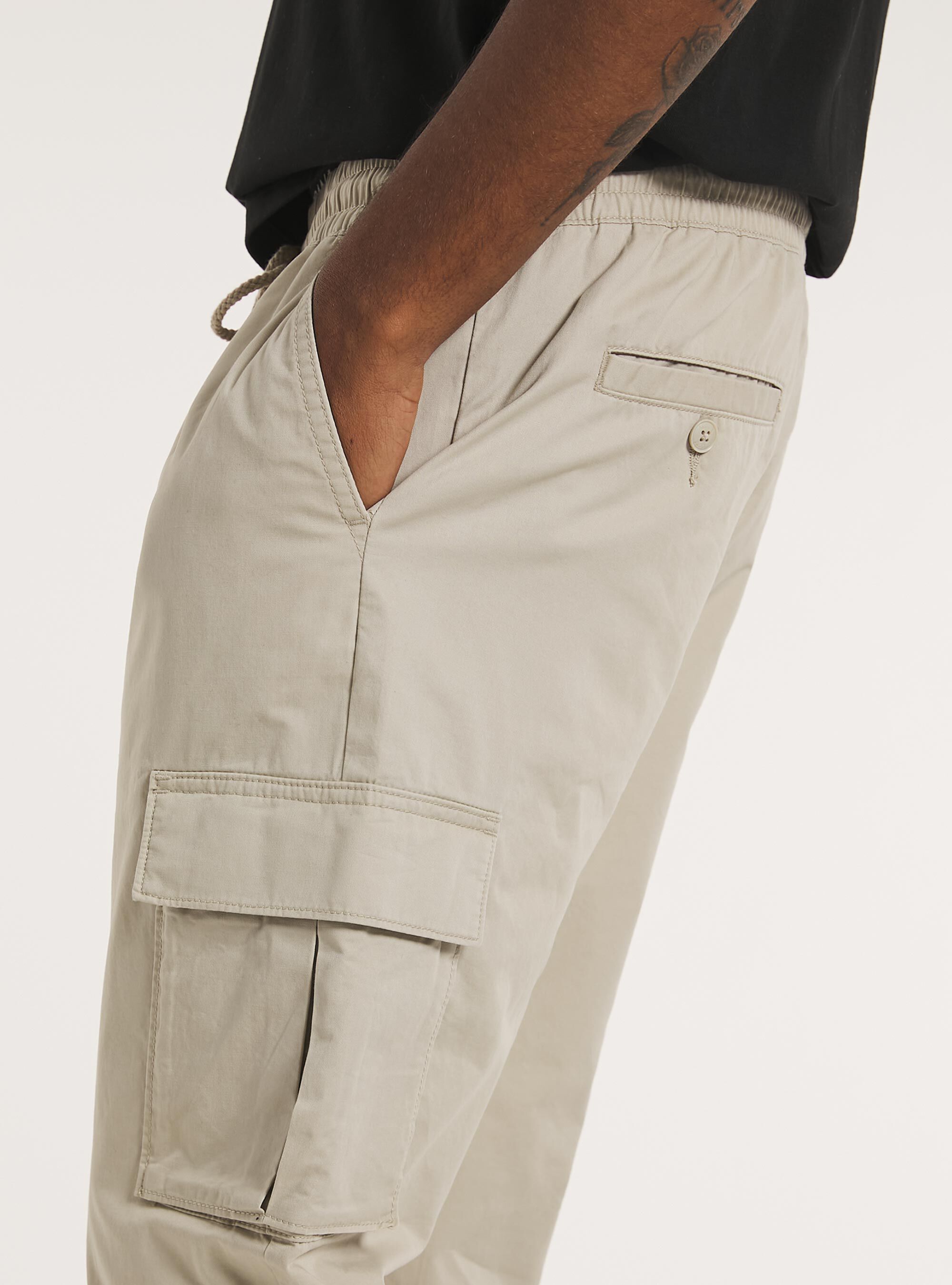 Pantalon jogger en coton, BG2 BEIGE MEDIUM