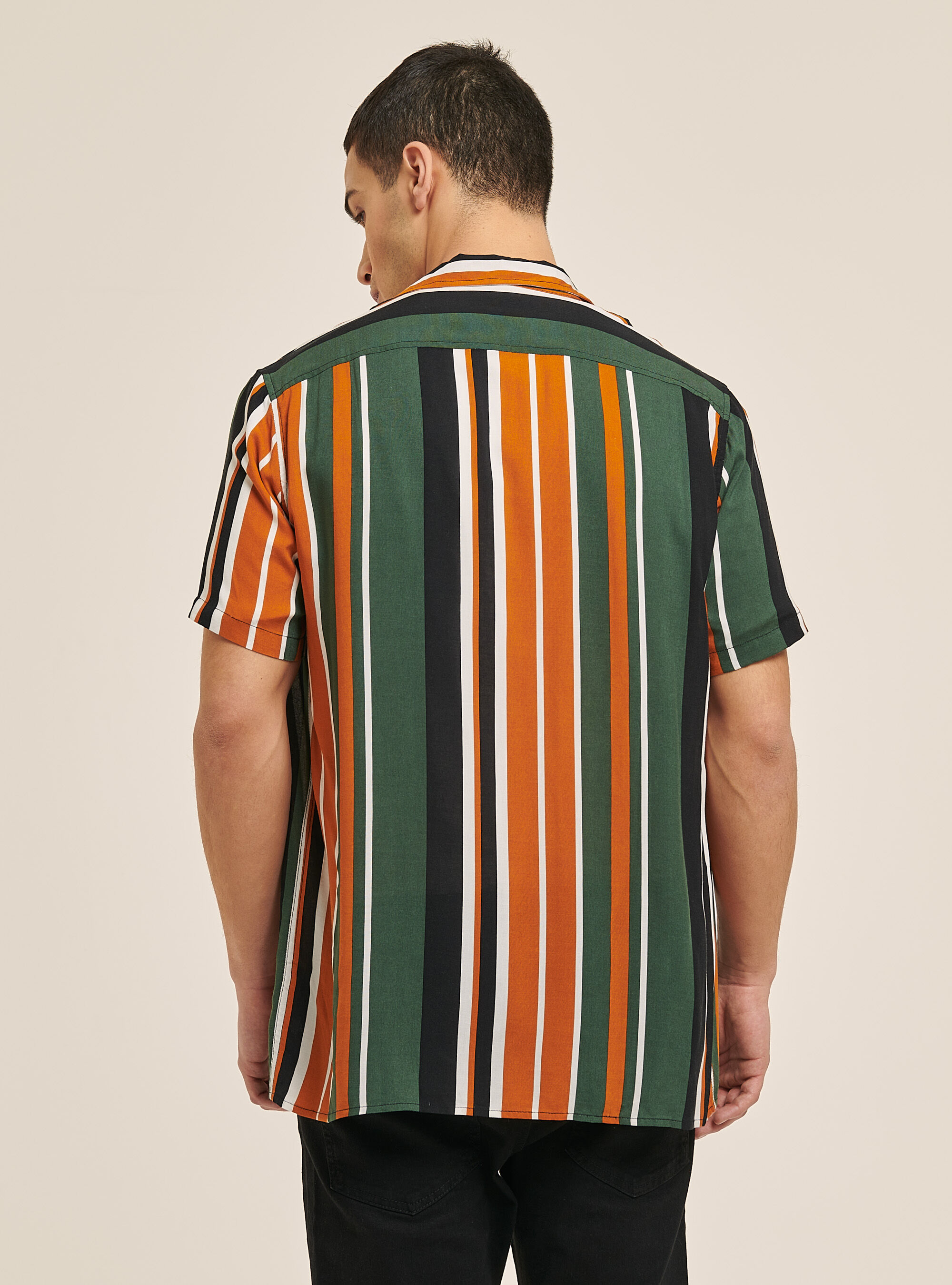 Striped shirt with bowling collar, MULTICOLOR