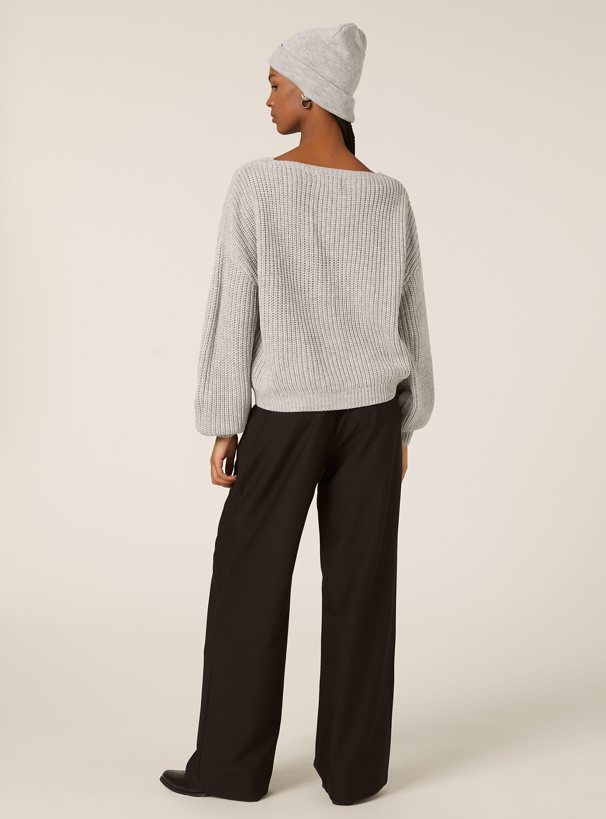 Knitted cardigan with V-neck, MGY2 GREY MEL MEDIUM