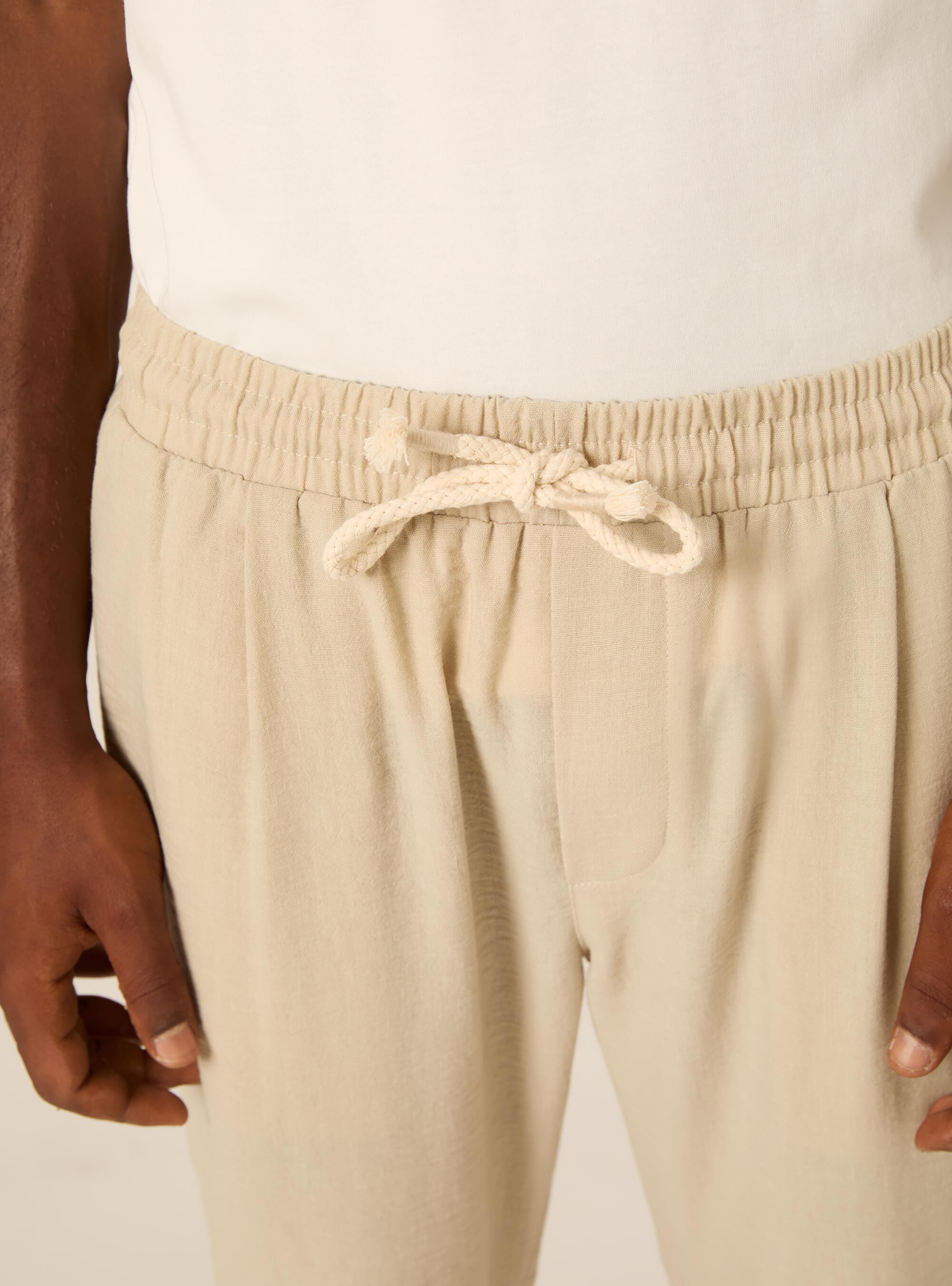 Pantalaccio basico con elastico in vita e coulisse, BG3 BEIGE LIGHT