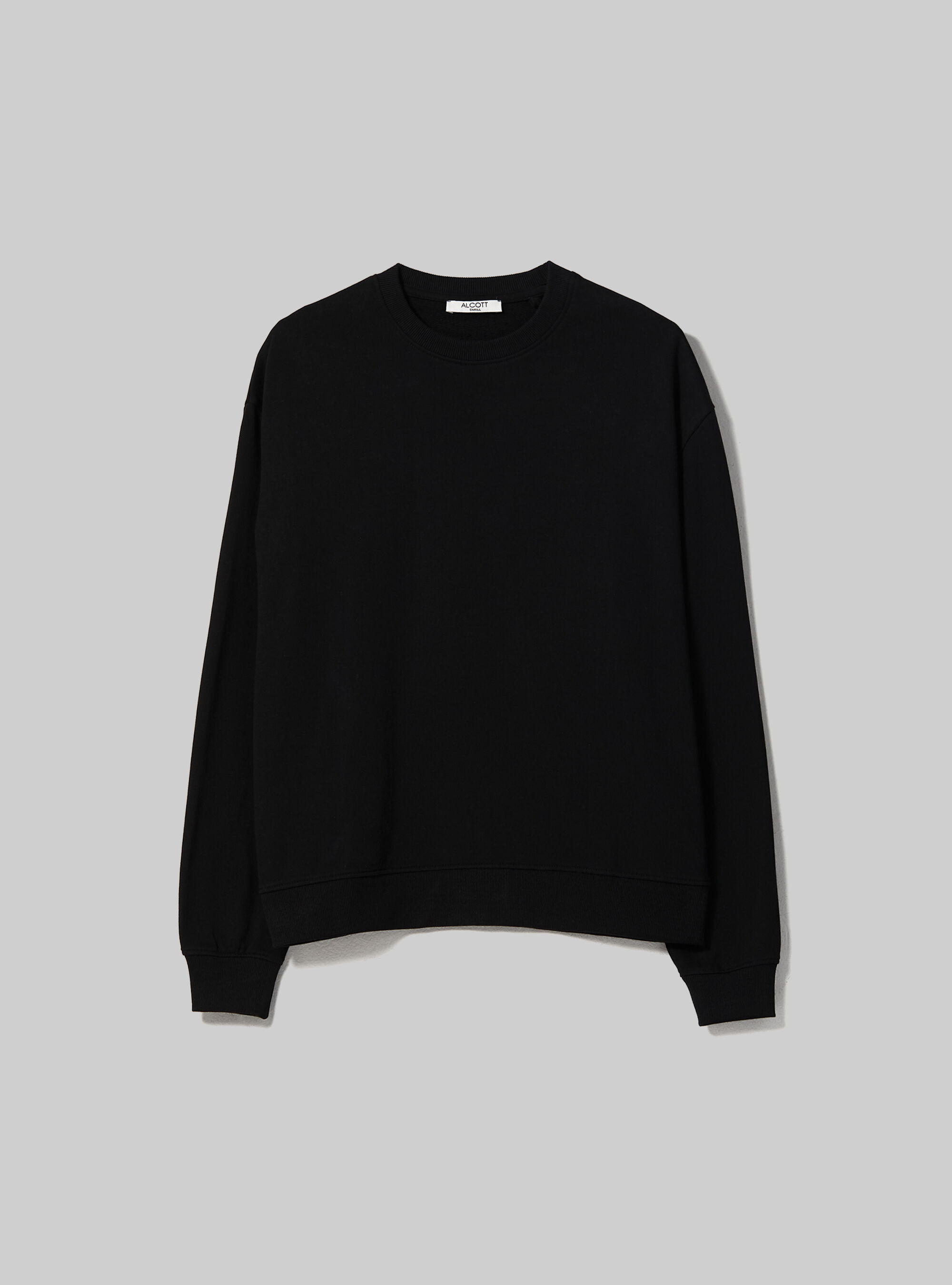 Plain cotton crew-neck sweatshirt, BK1 BLACK