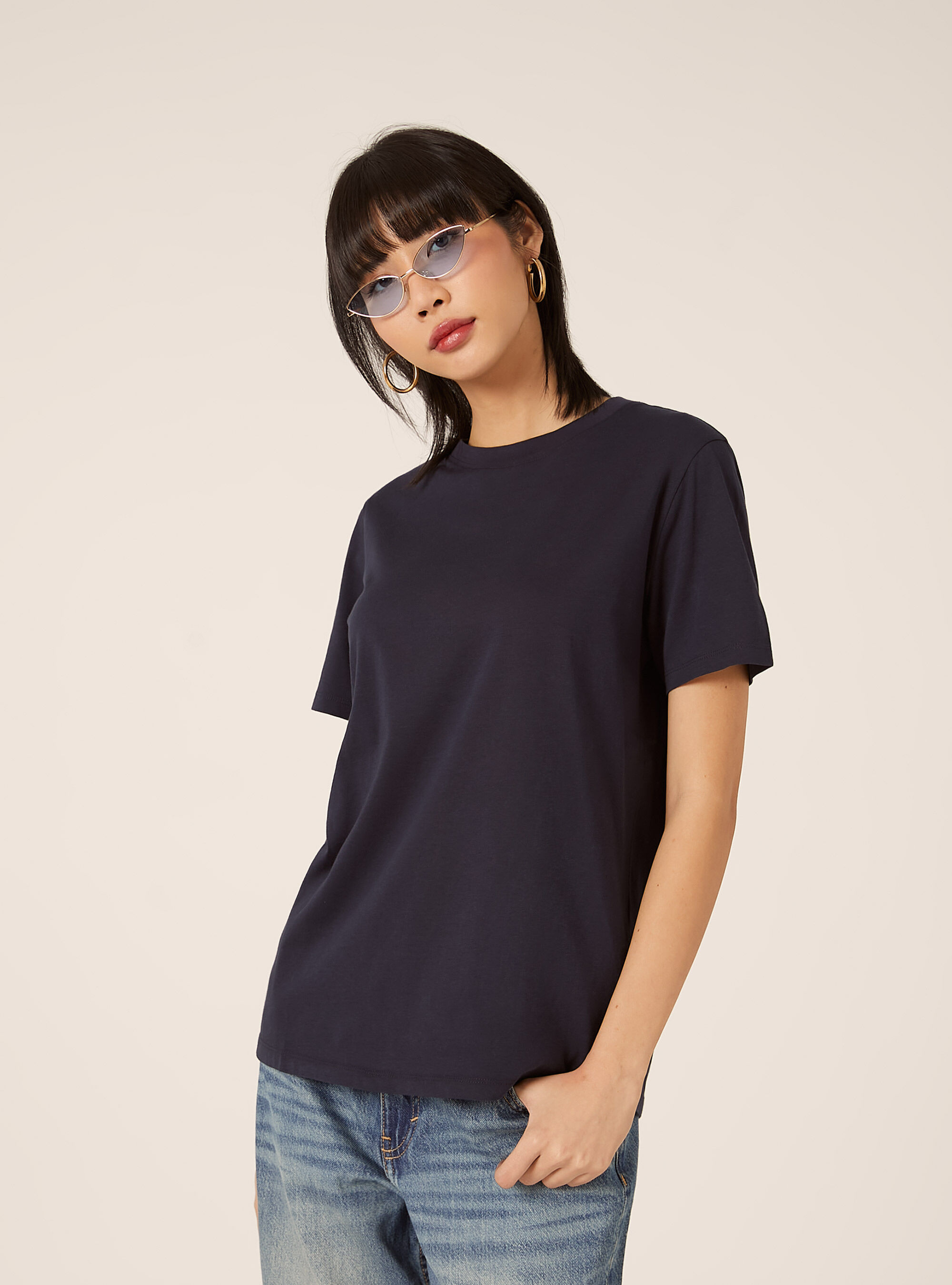 Cotton crew neck T-shirt, NA3 NAVY LIGHT