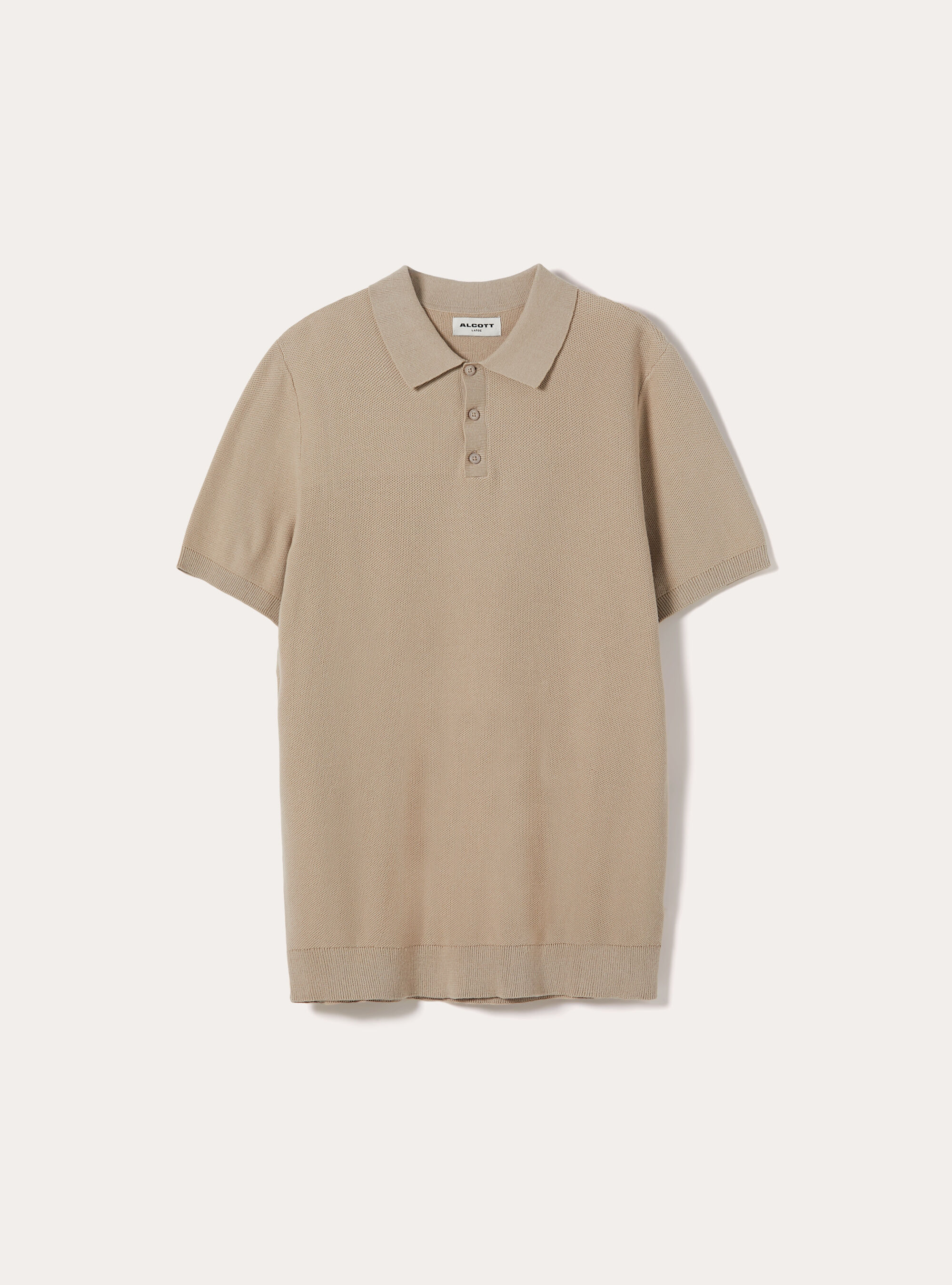 Cotton blend knitted polo shirt, BG2 BEIGE MEDIUM