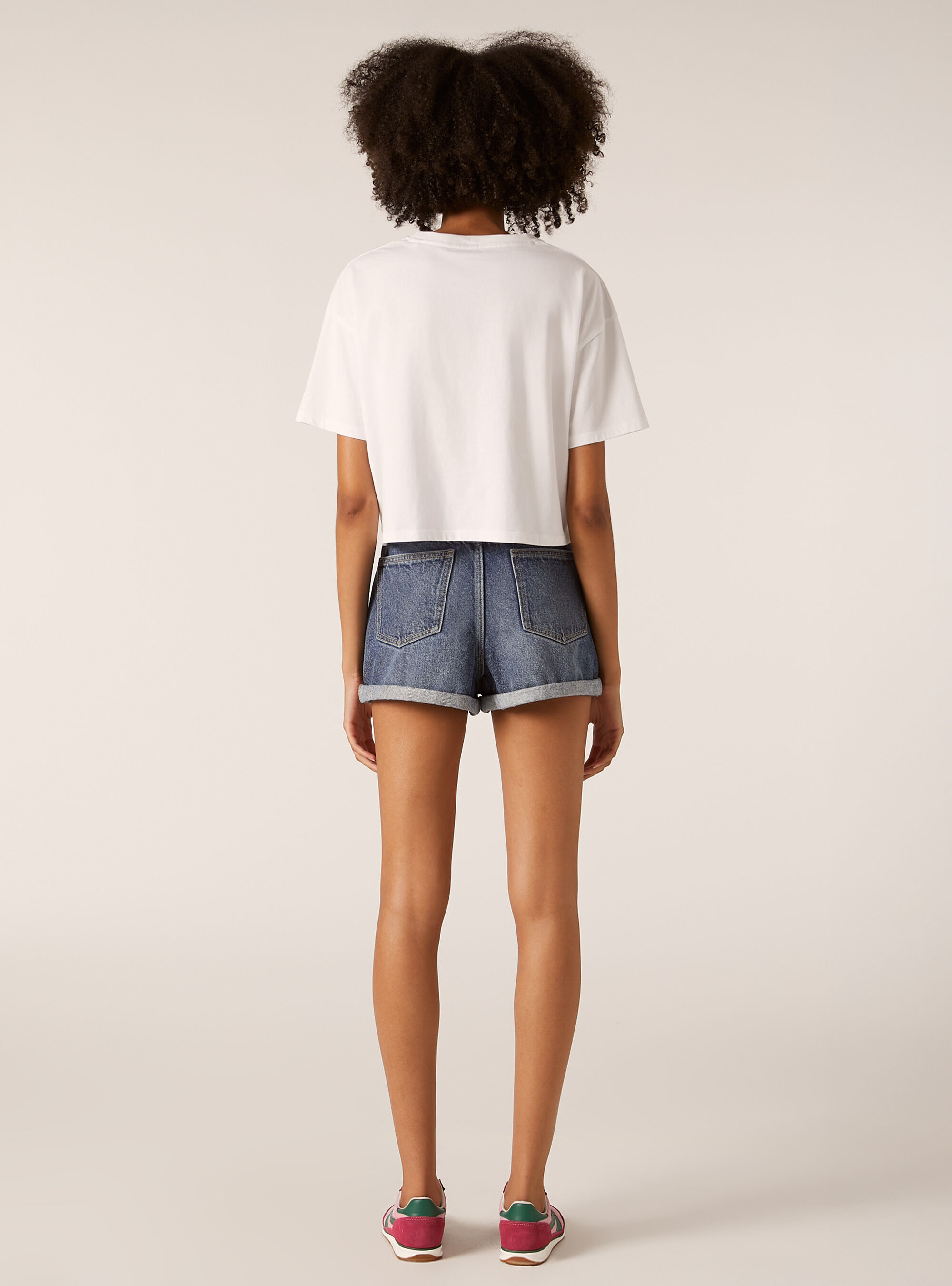 Denim mom fit shorts, D004 MEDIUM LIGHT BLUE