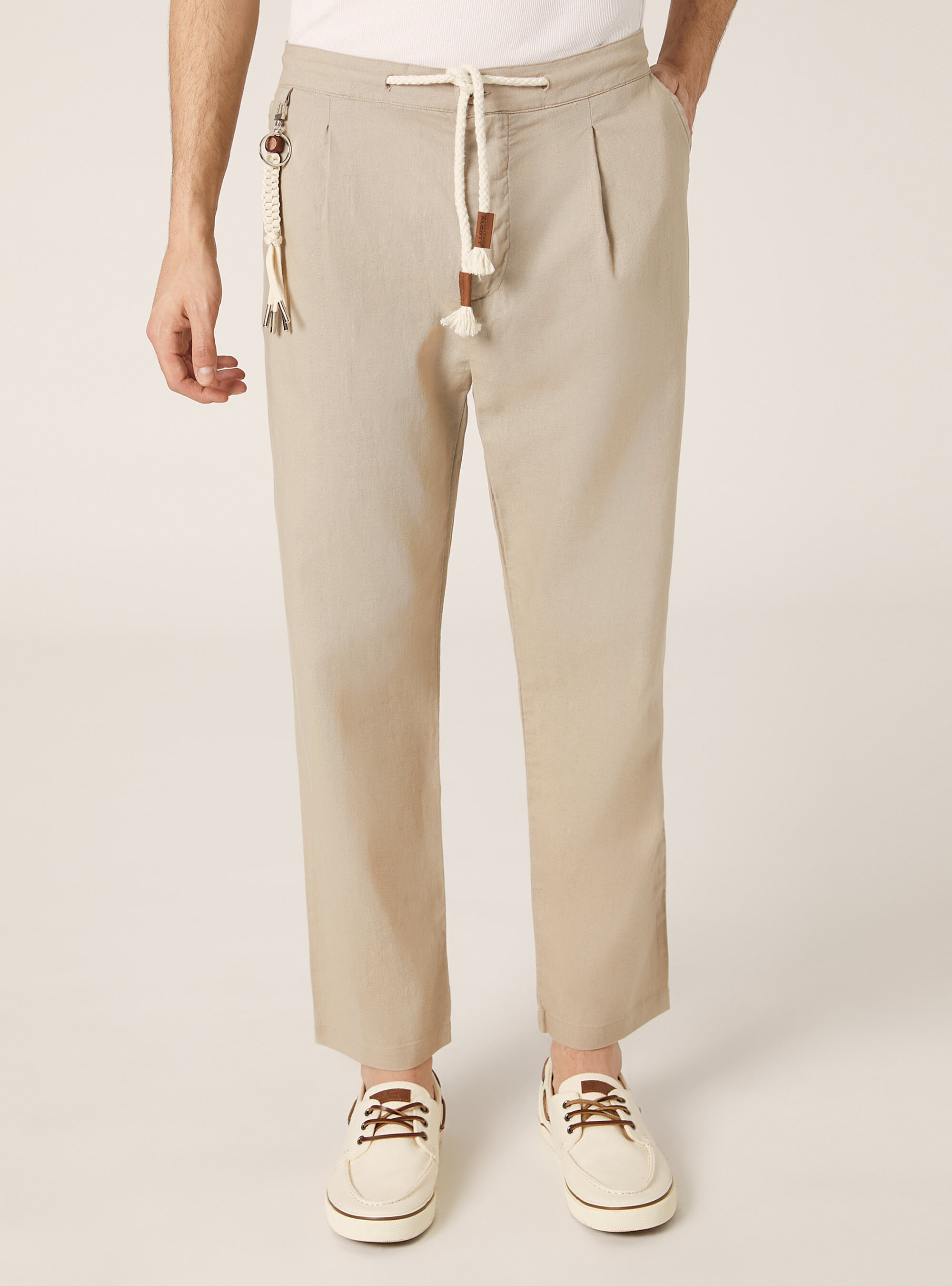 Pantalon de jogging en lin m&eacute;lang&eacute;, BG3 BEIGE LIGHT