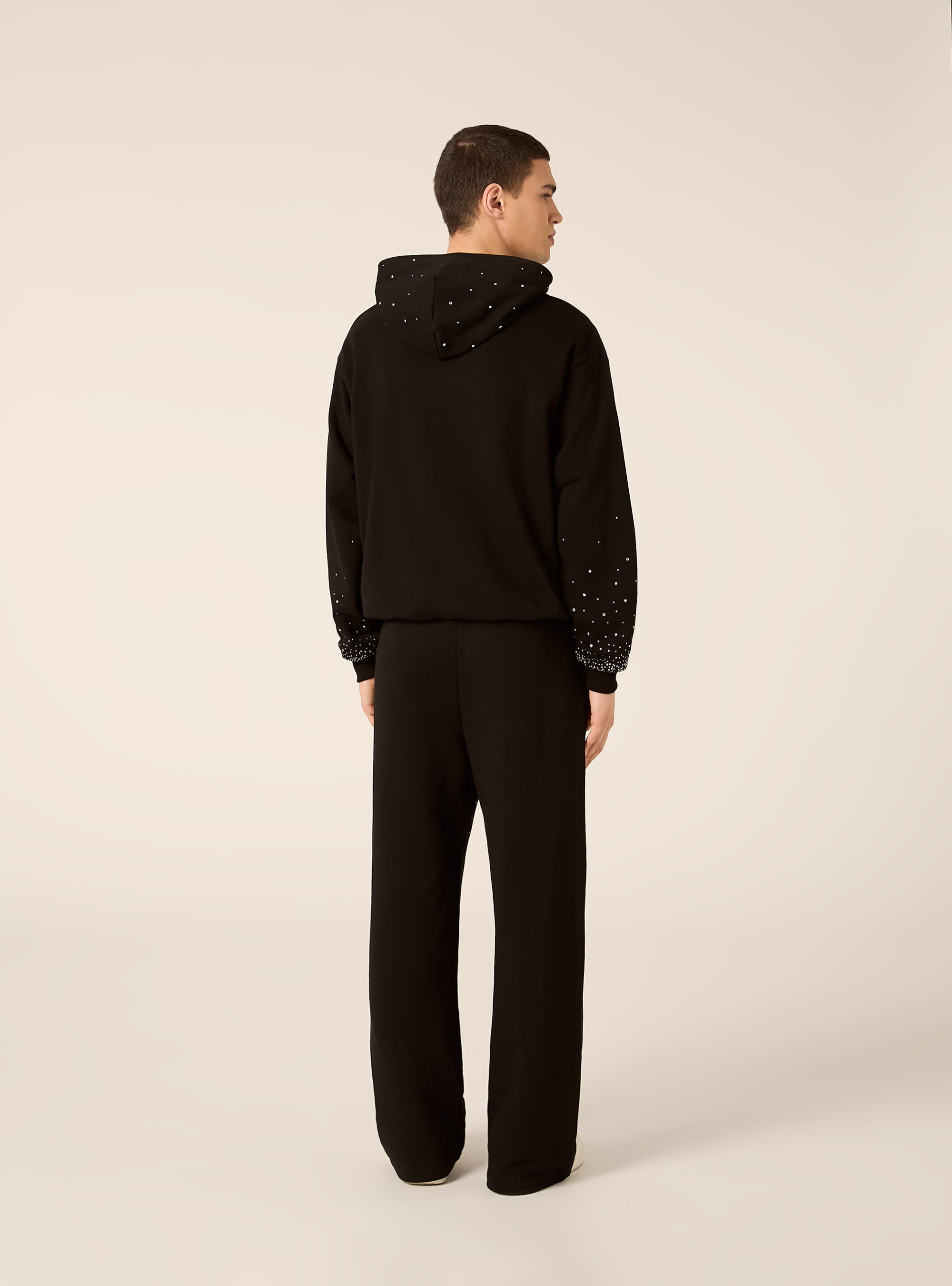 Boxy fit sweatshirt with rhinestones, BK1 BLACK