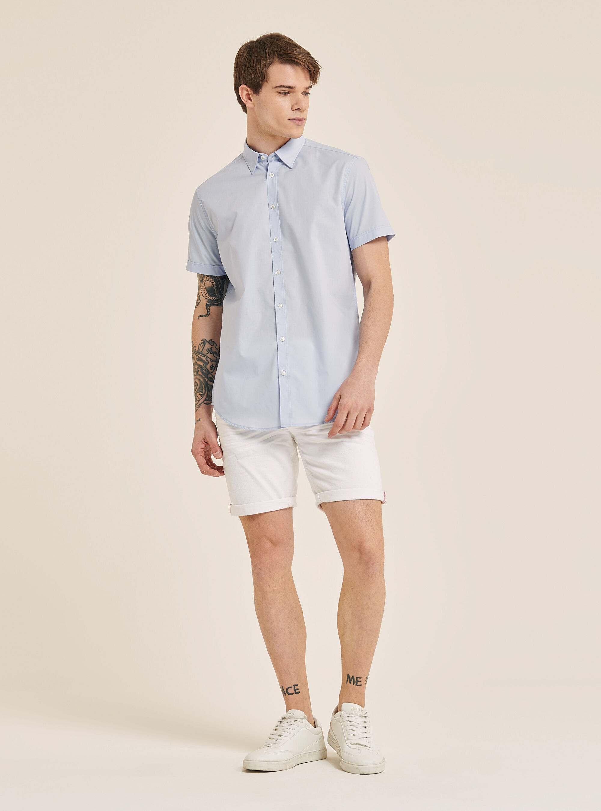 Short-sleeved shirt, AZURE