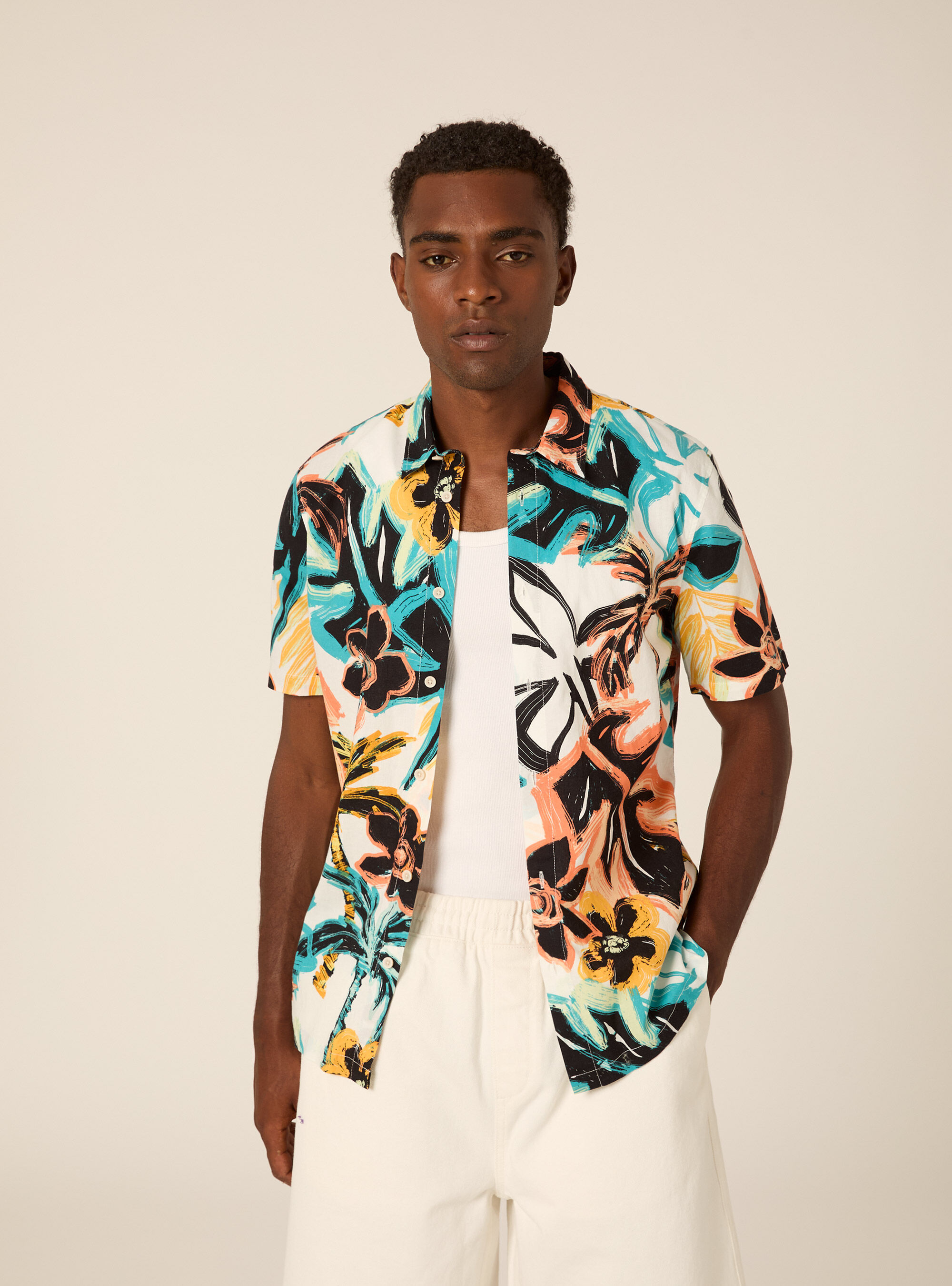 Camicia cotone stampata  floreal