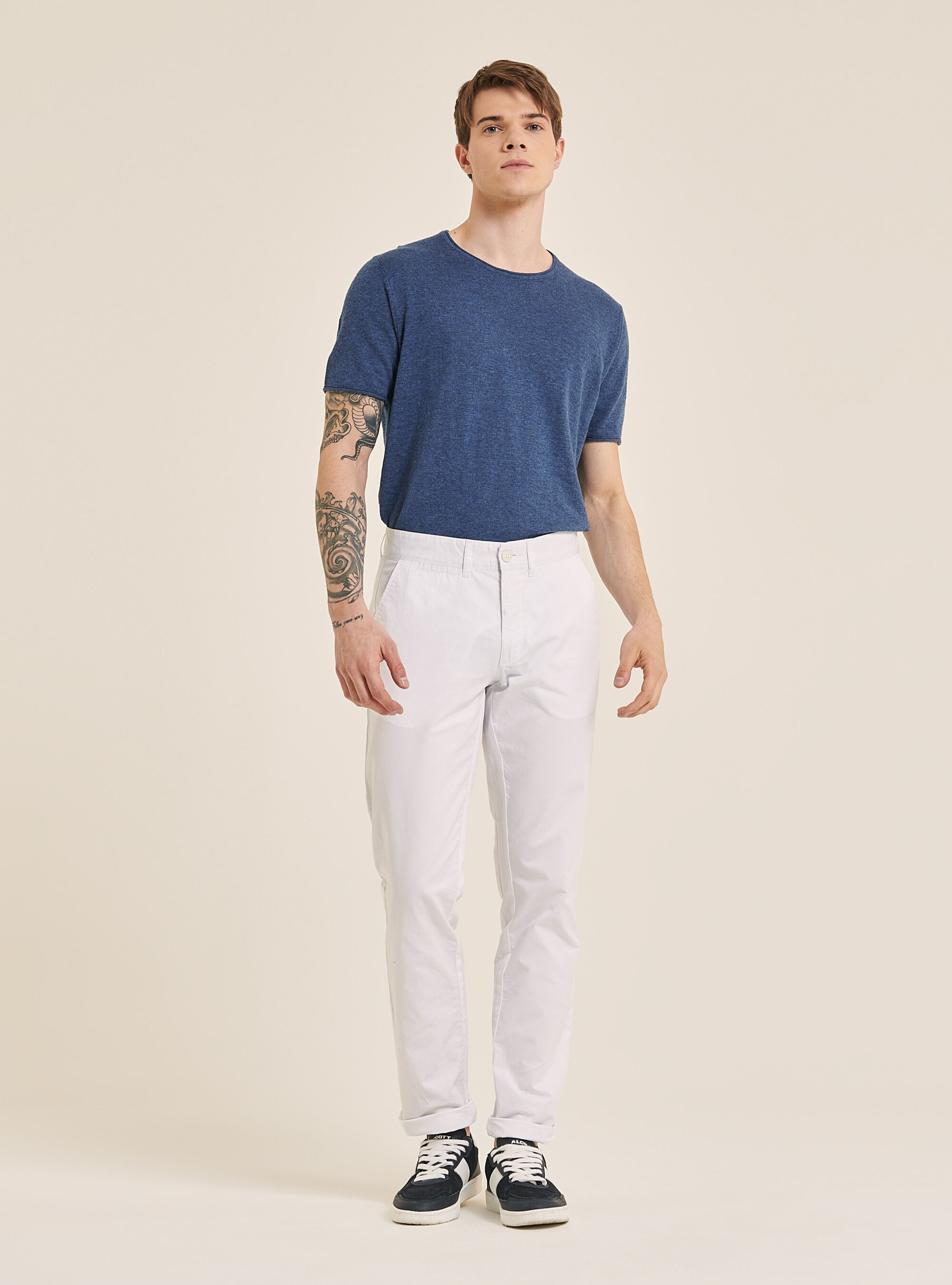 Twill chinos, WHITE