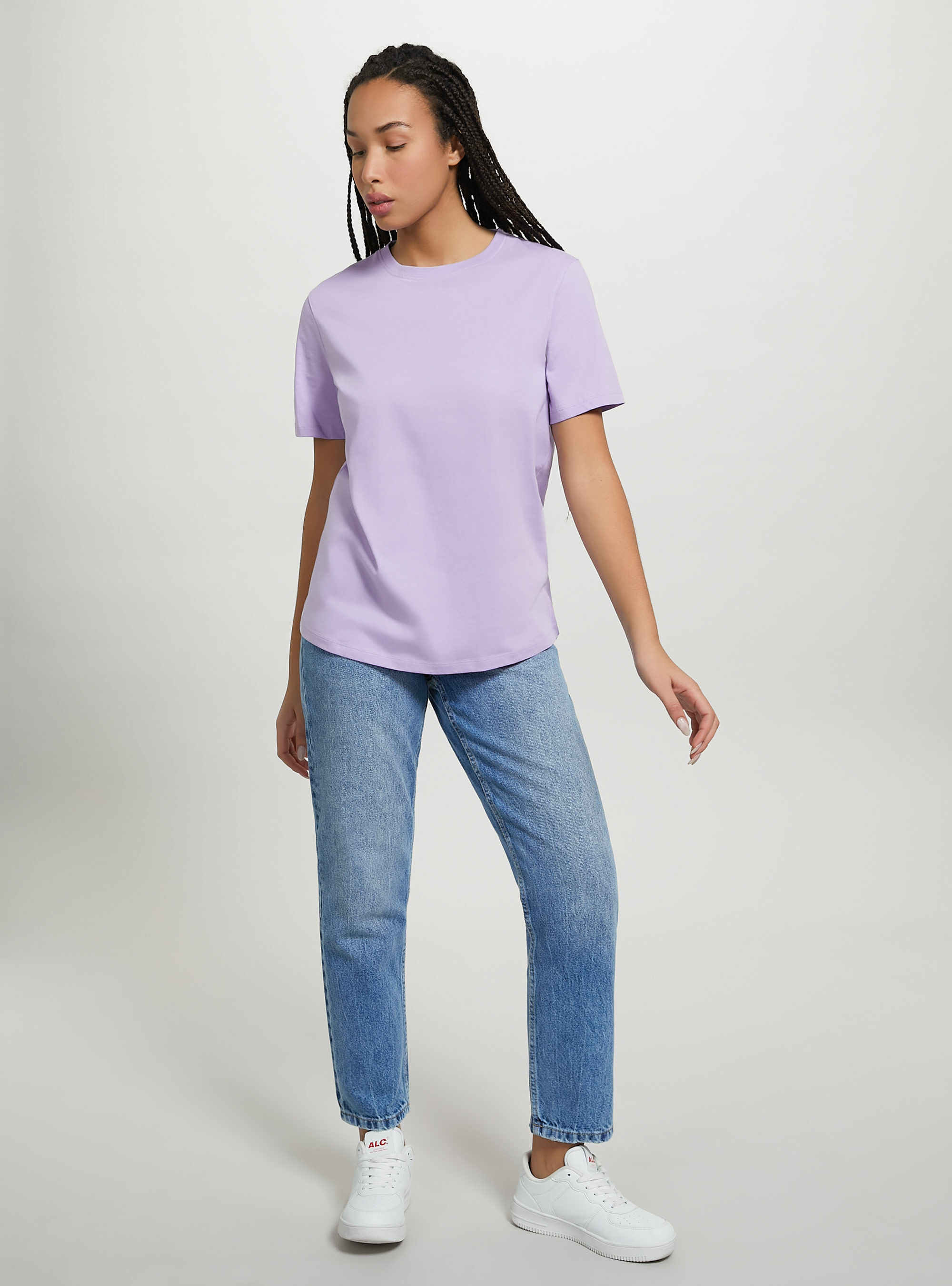 Cotton crew-neck T-shirt, LC2 LILLAC MEDIUM