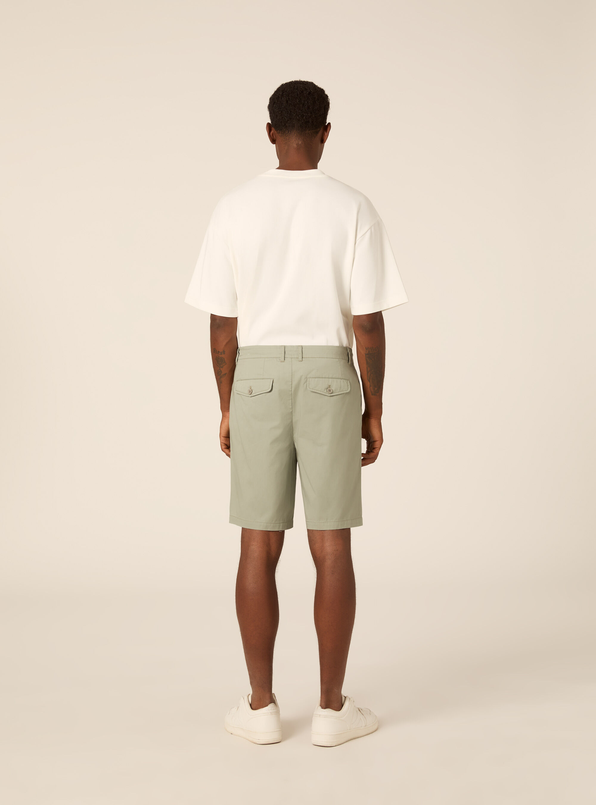 Bermuda Chino Coupe Regular Fit &agrave; Pinces, SG3 SAGE LIGHT