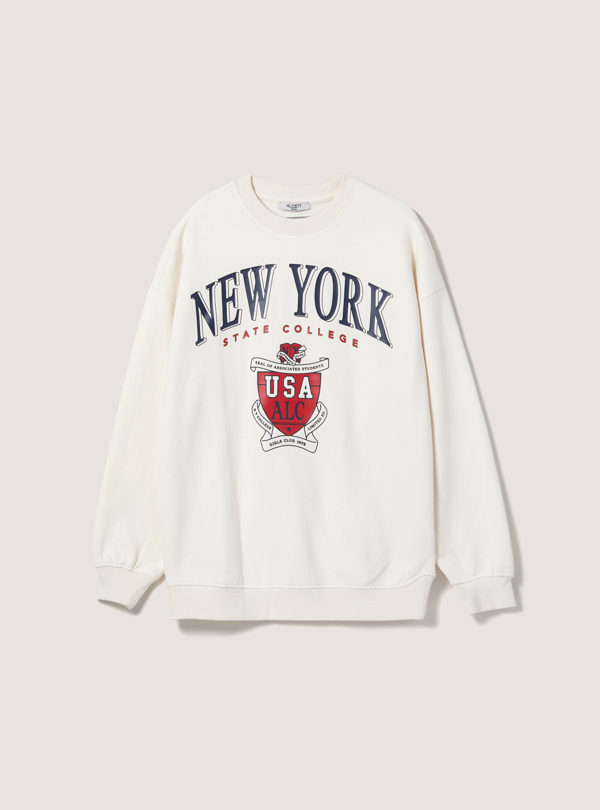 Sweatshirt with oversize college print, WH1 OFF WHITE