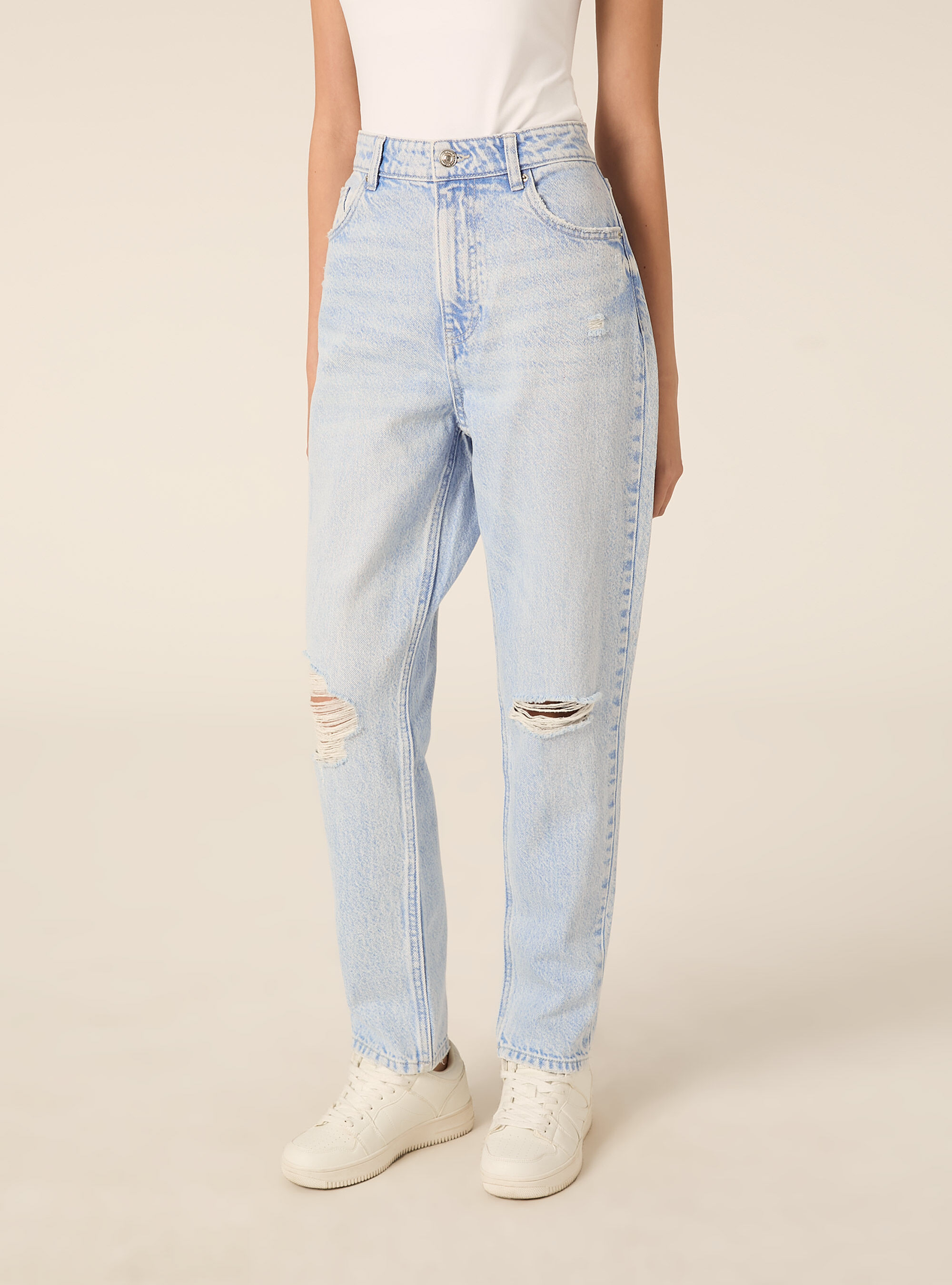 Mom fit jeans with rips