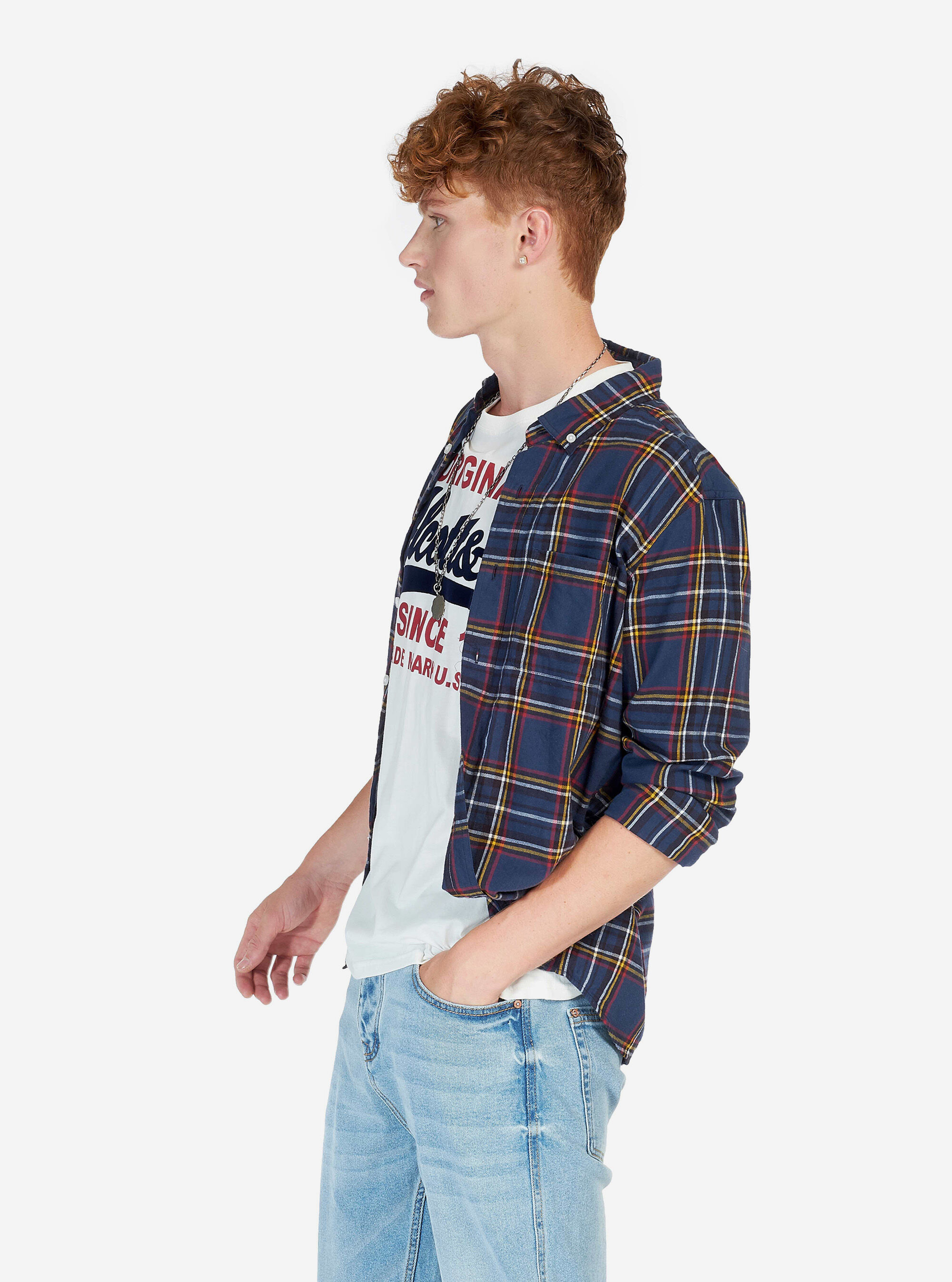 CHECKED SHIRT, BLUE NAVY