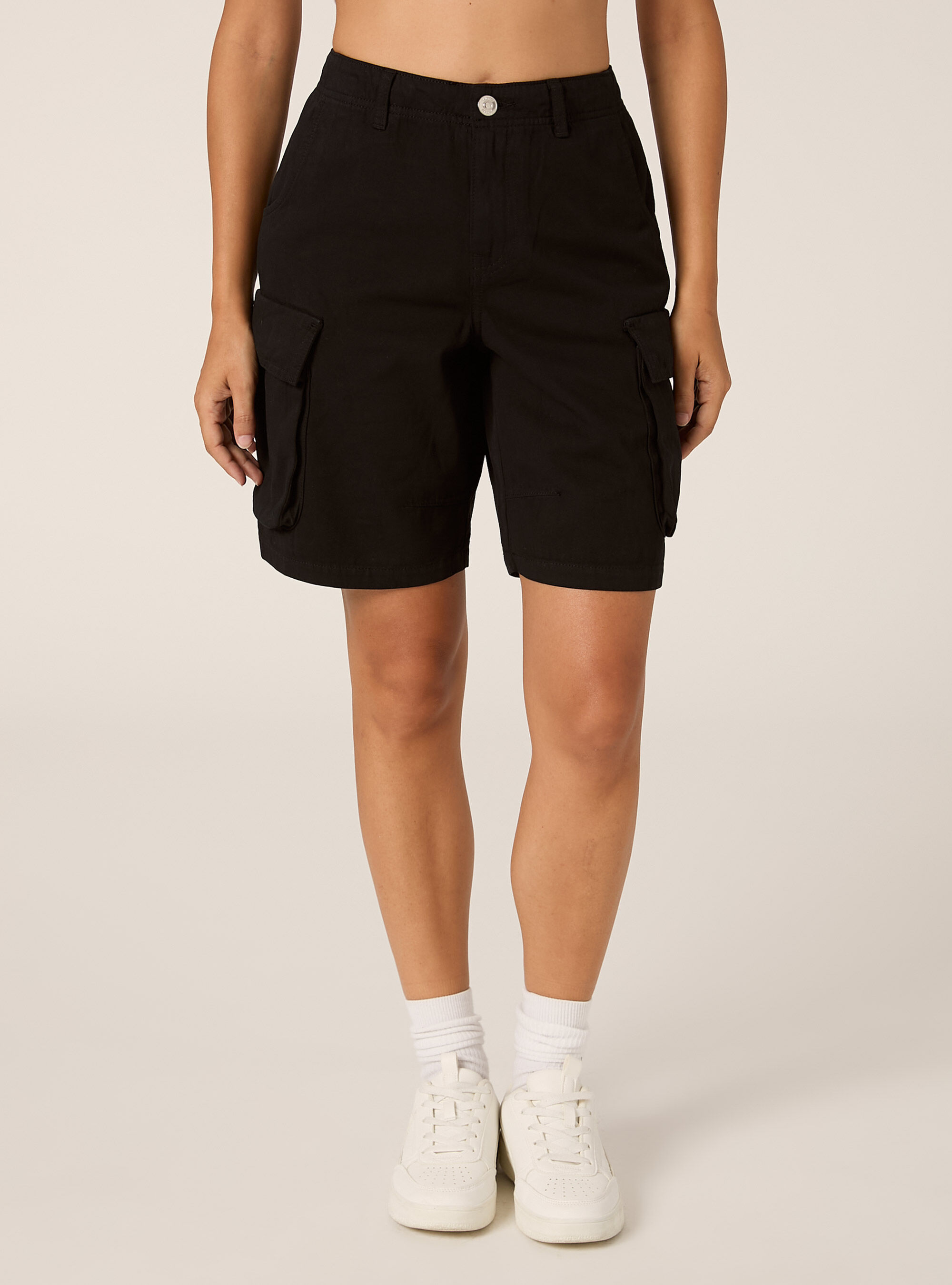 Twill cargo bermuda shorts, BK1 BLACK