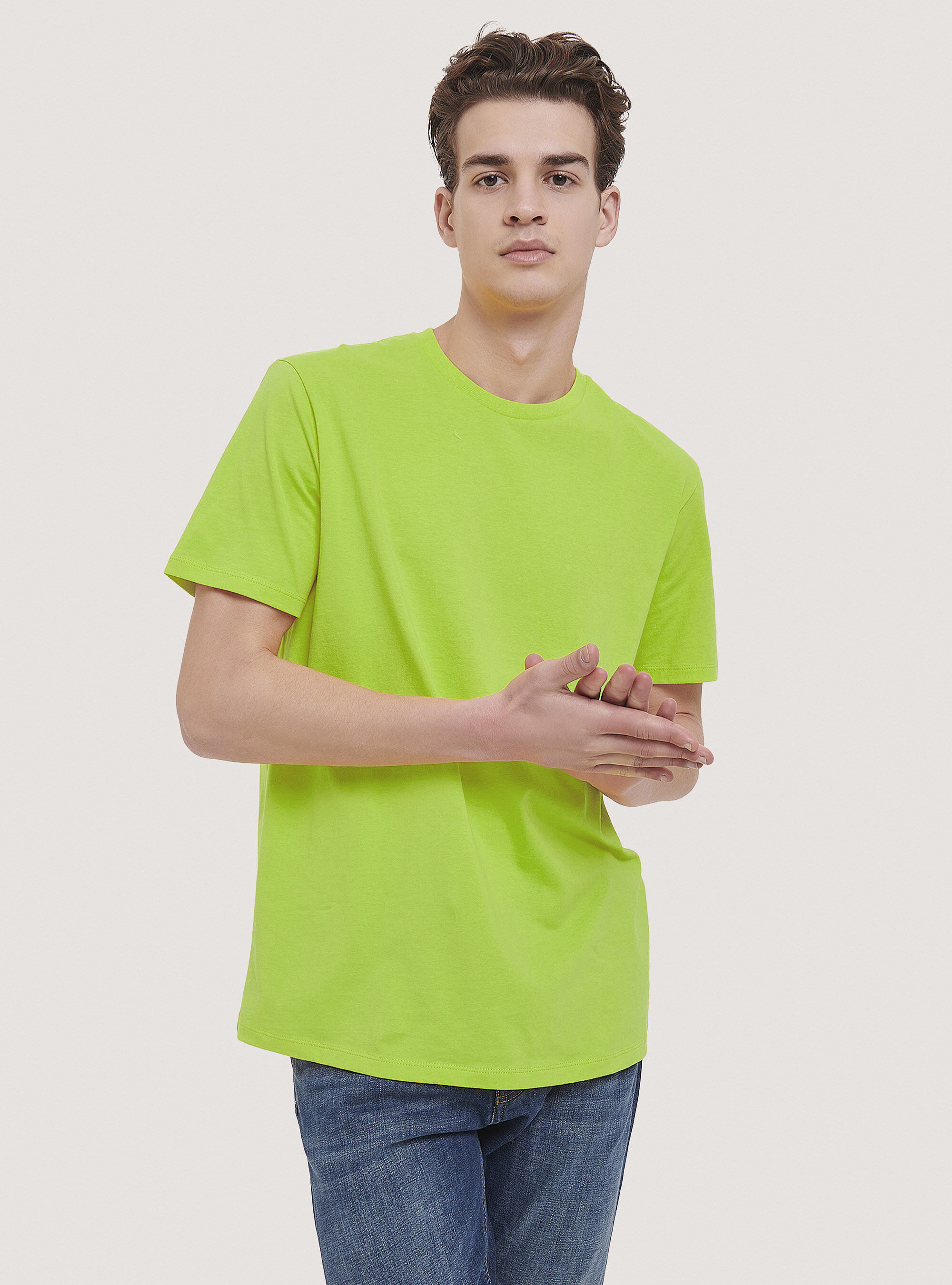 Camiseta de algod&oacute;n con cuello redondo, GC2 MEDIUM ACID GREEN