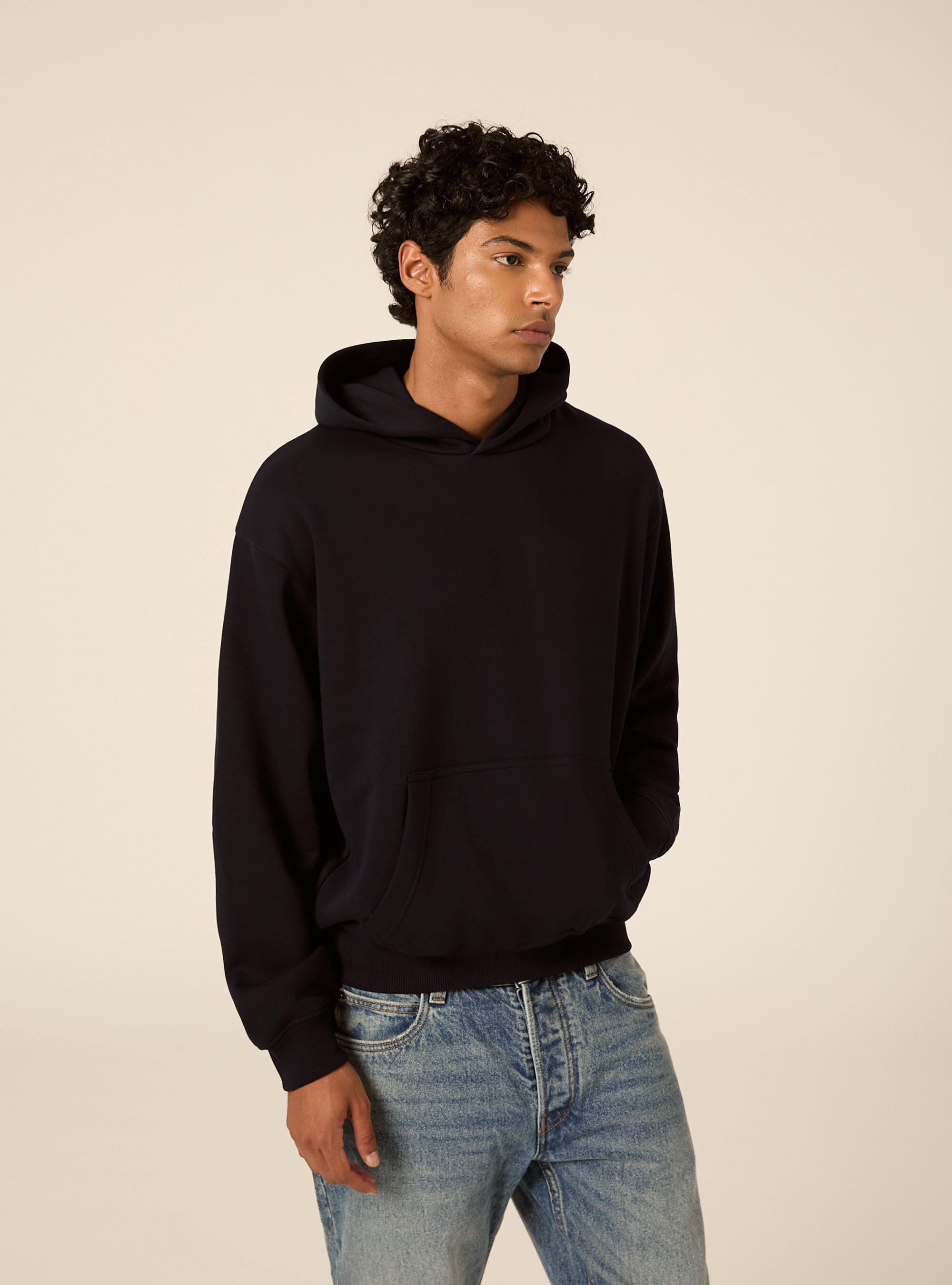 Felpa con cappuccio boxy fit, NA1 NAVY DARK