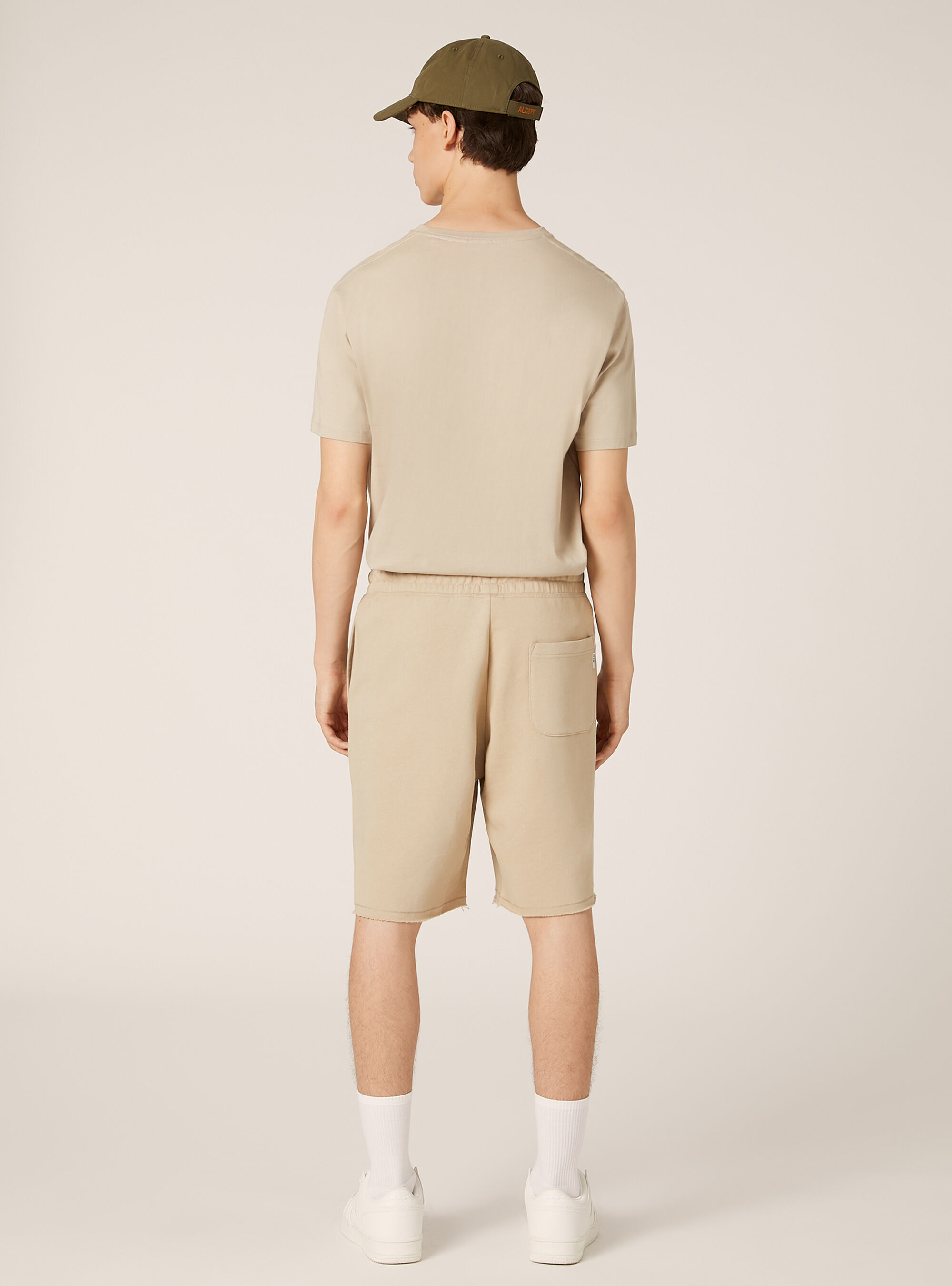 Cotton jogger bermuda shorts, BG2 BEIGE MEDIUM