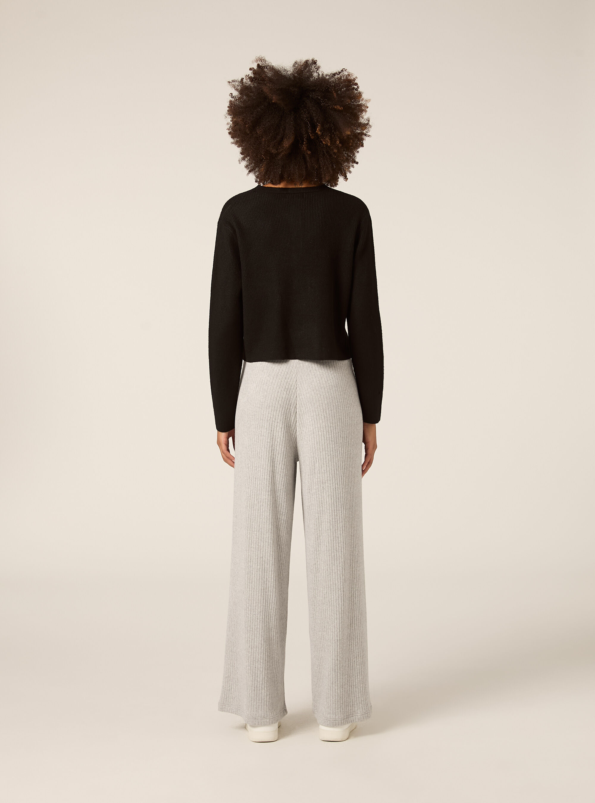 Cardigan in maglia a coste con bottoni, BK1 BLACK