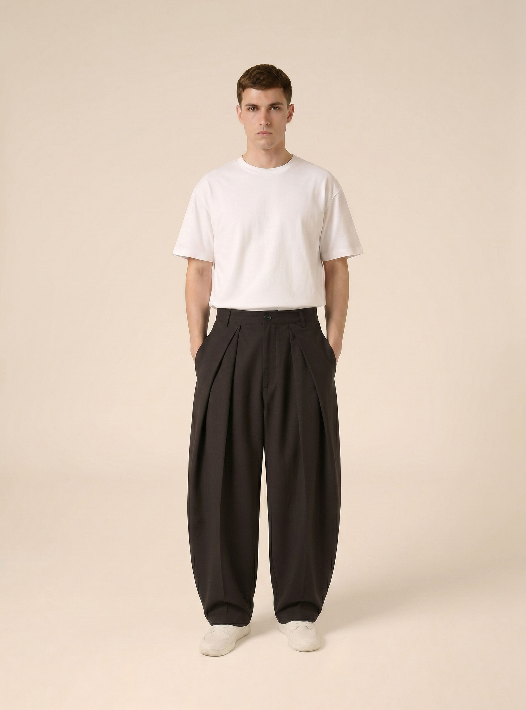 Tailored Super Baggy Fit Pants, BK1 BLACK