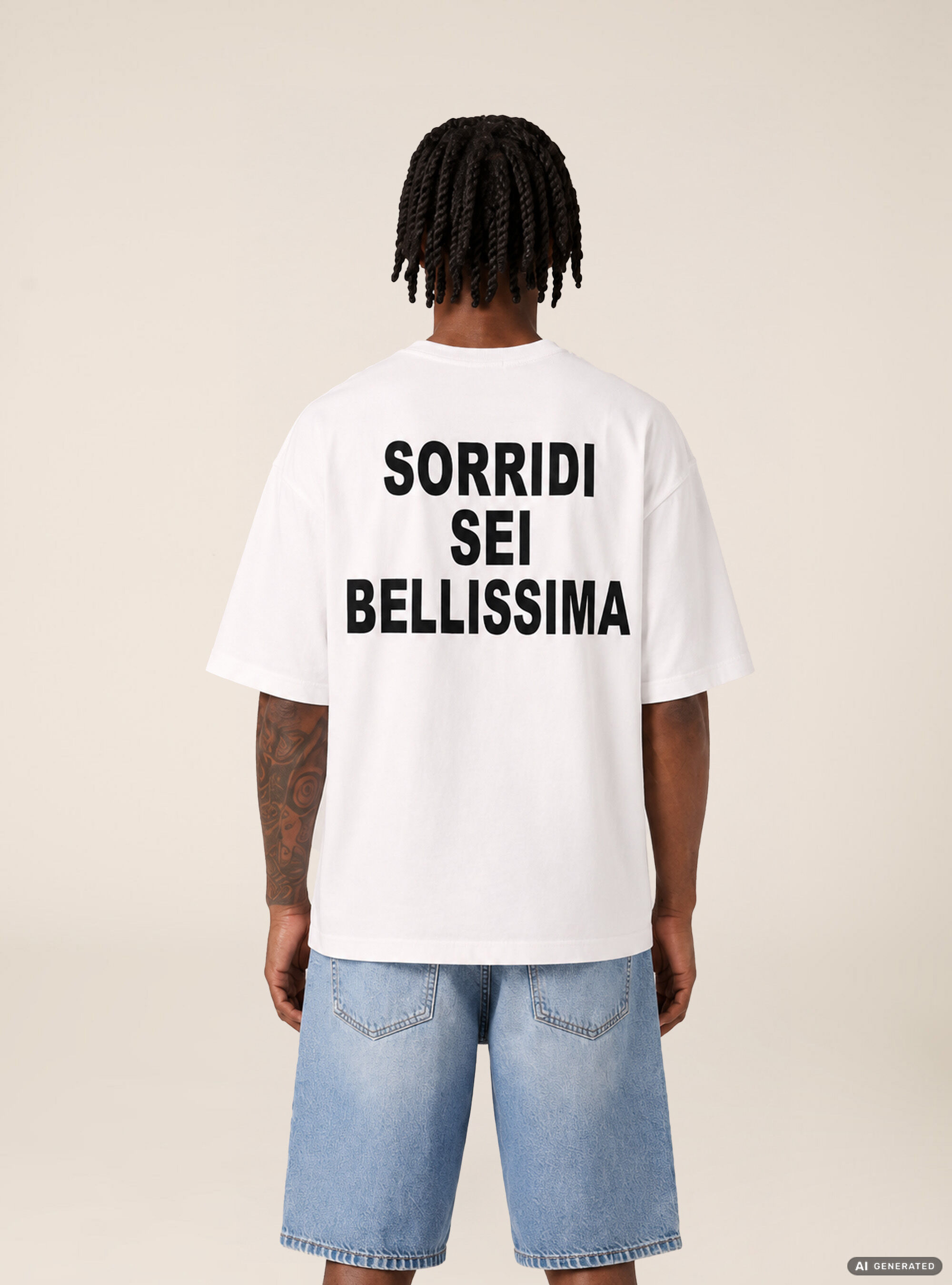 T-shirt  stampa sorridi sei bellissima, OFF WHITE