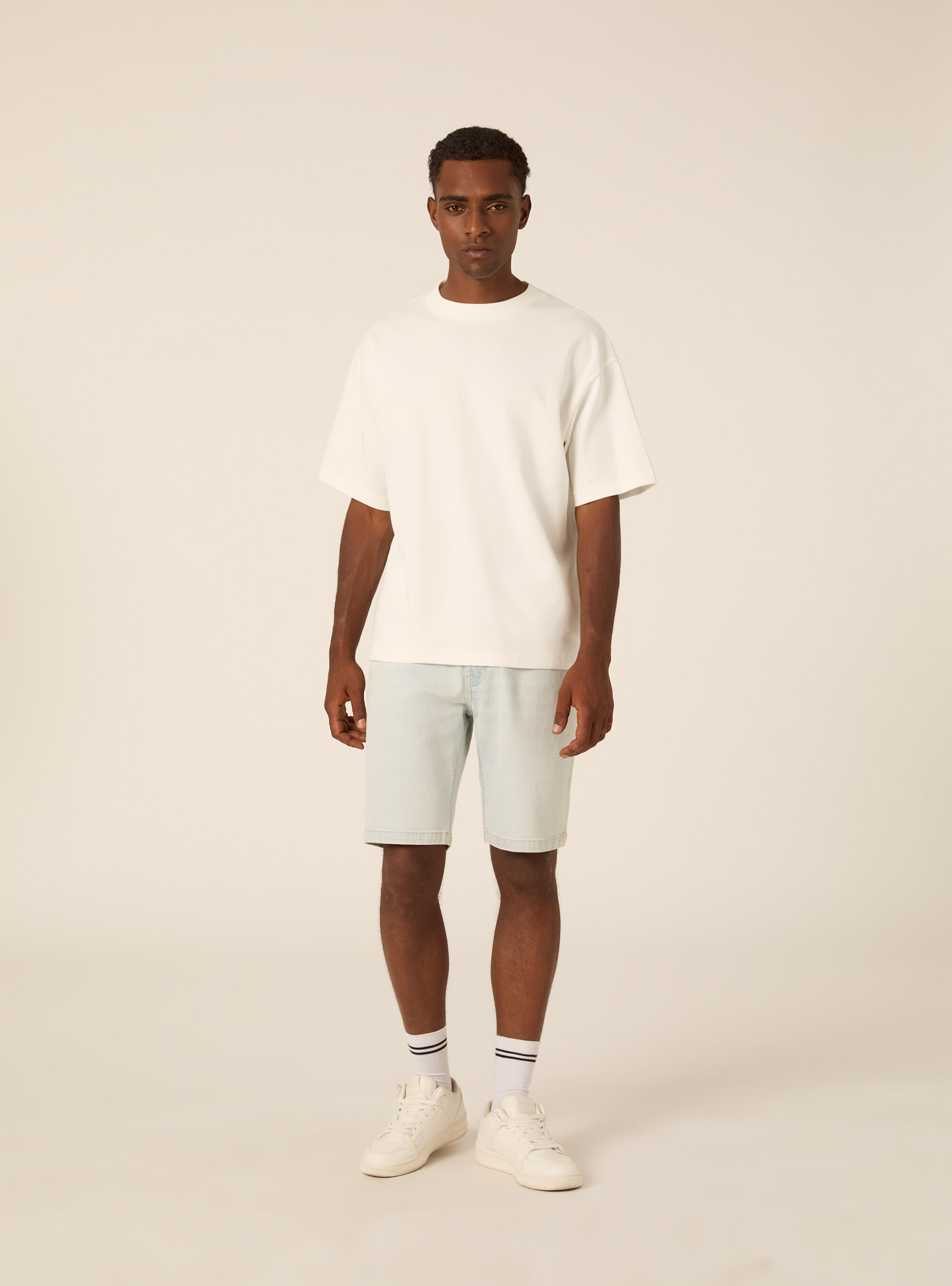 Jeans bermuda slim, D006 AZURE