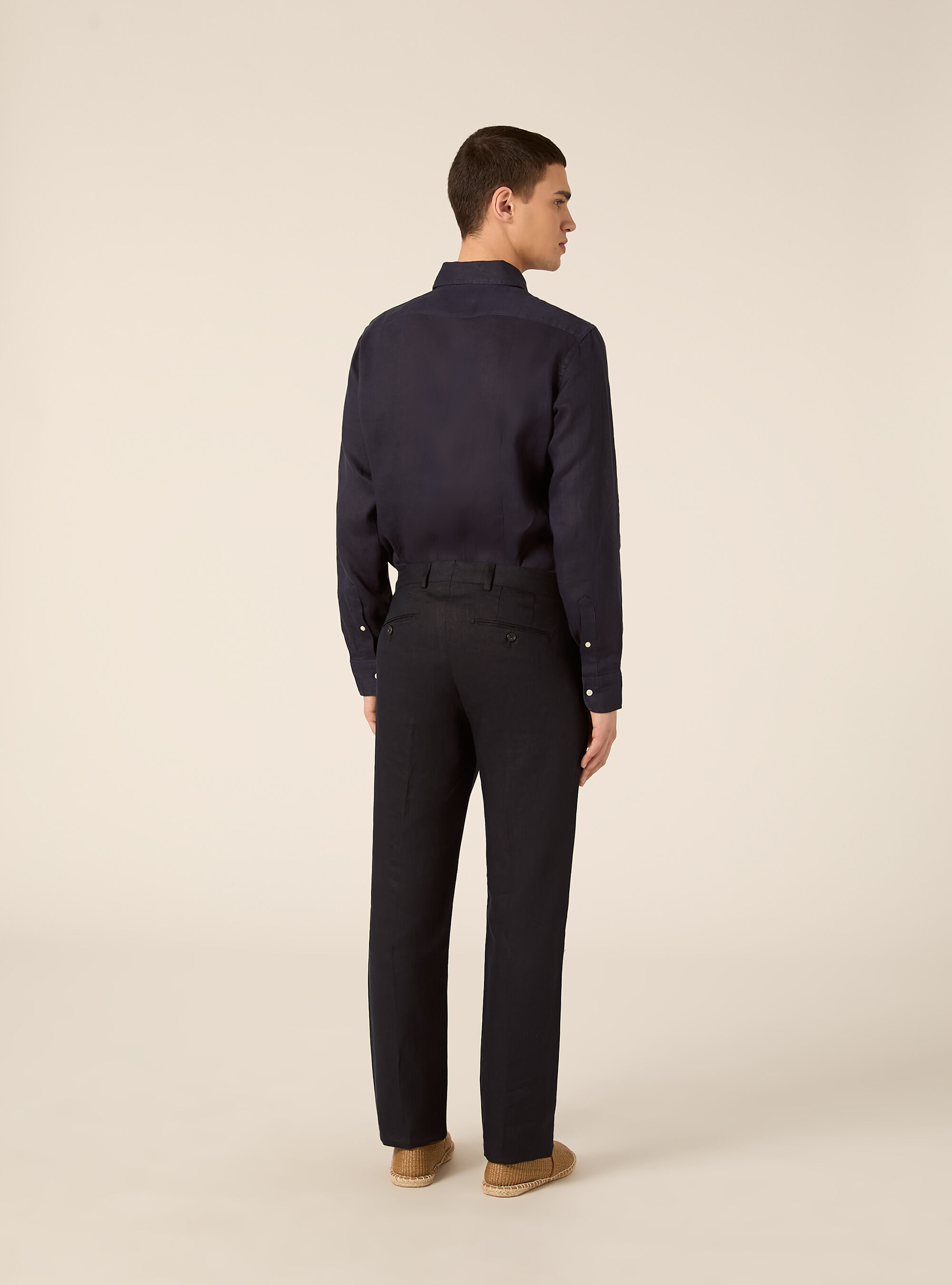 Pantaloni in lino, NA1 NAVY DARK