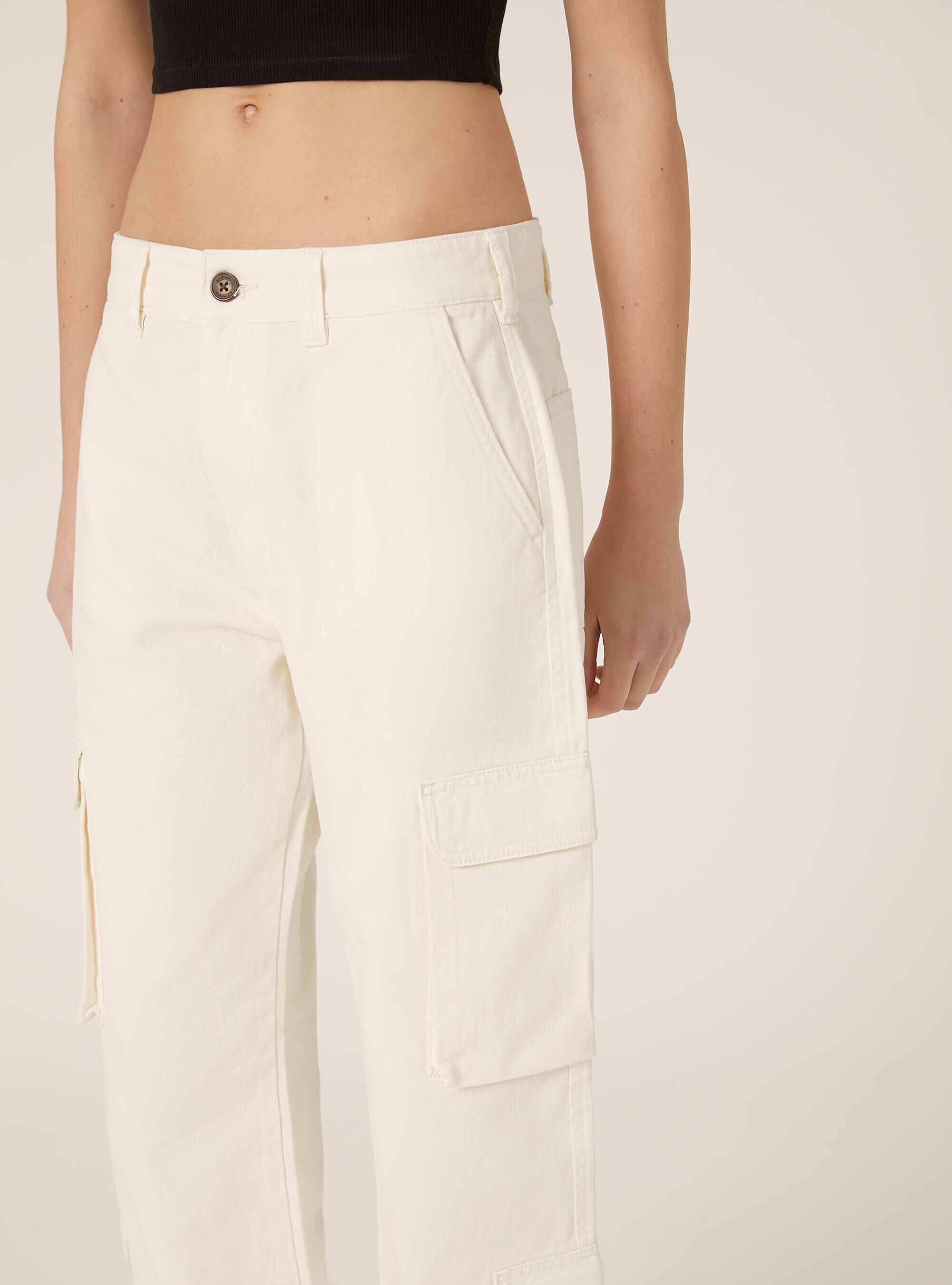 Twill cargo trousers, WH1 OFF WHITE
