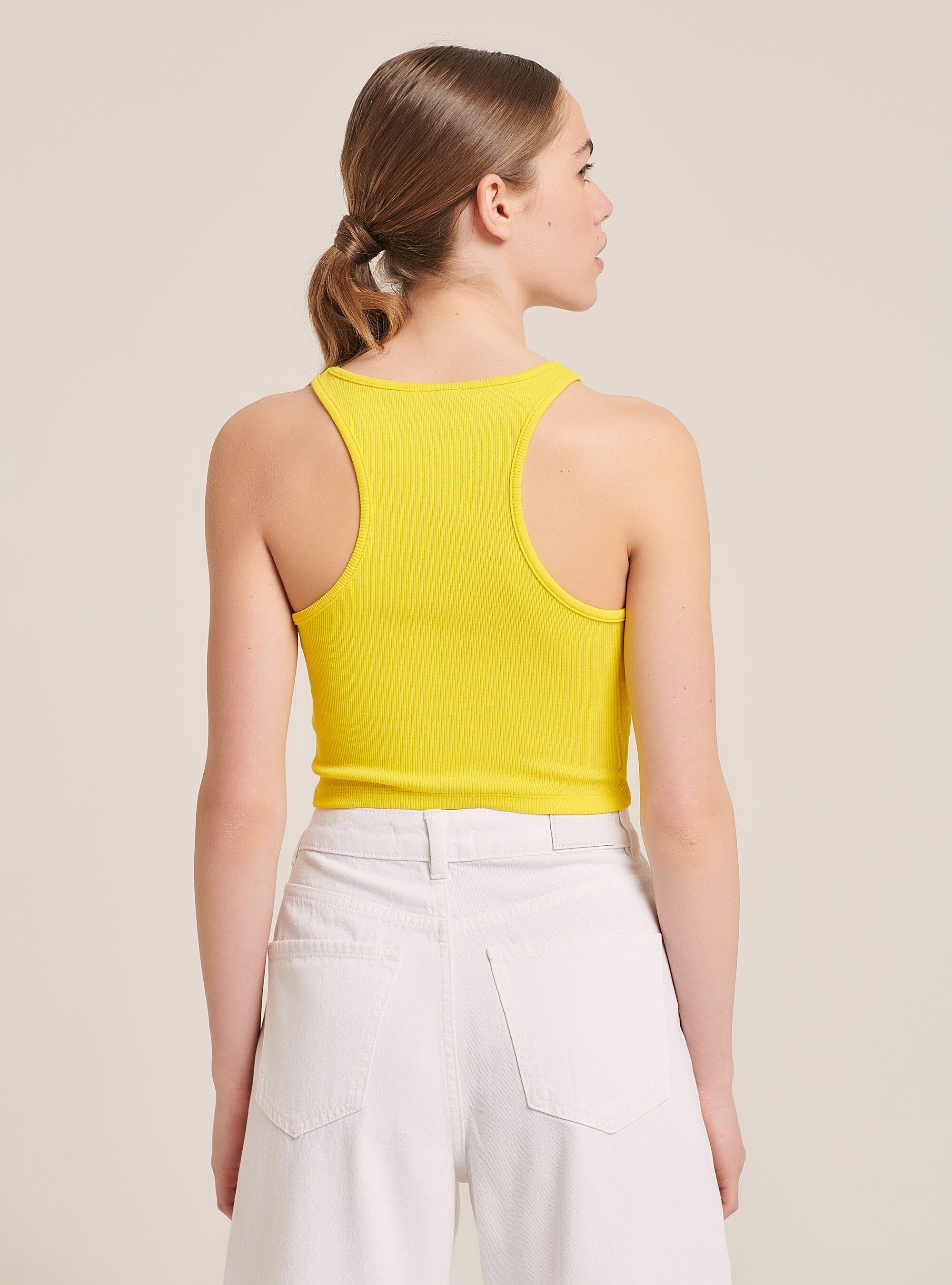 Stretch Crop Top aus Baumwolle, C785 YELLOW