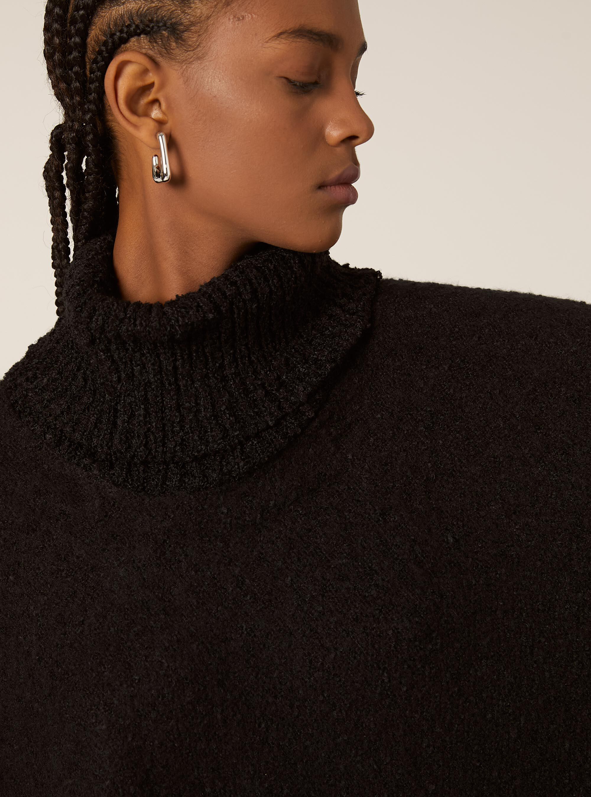 Poncho soft touch a collo alto, BK1 BLACK